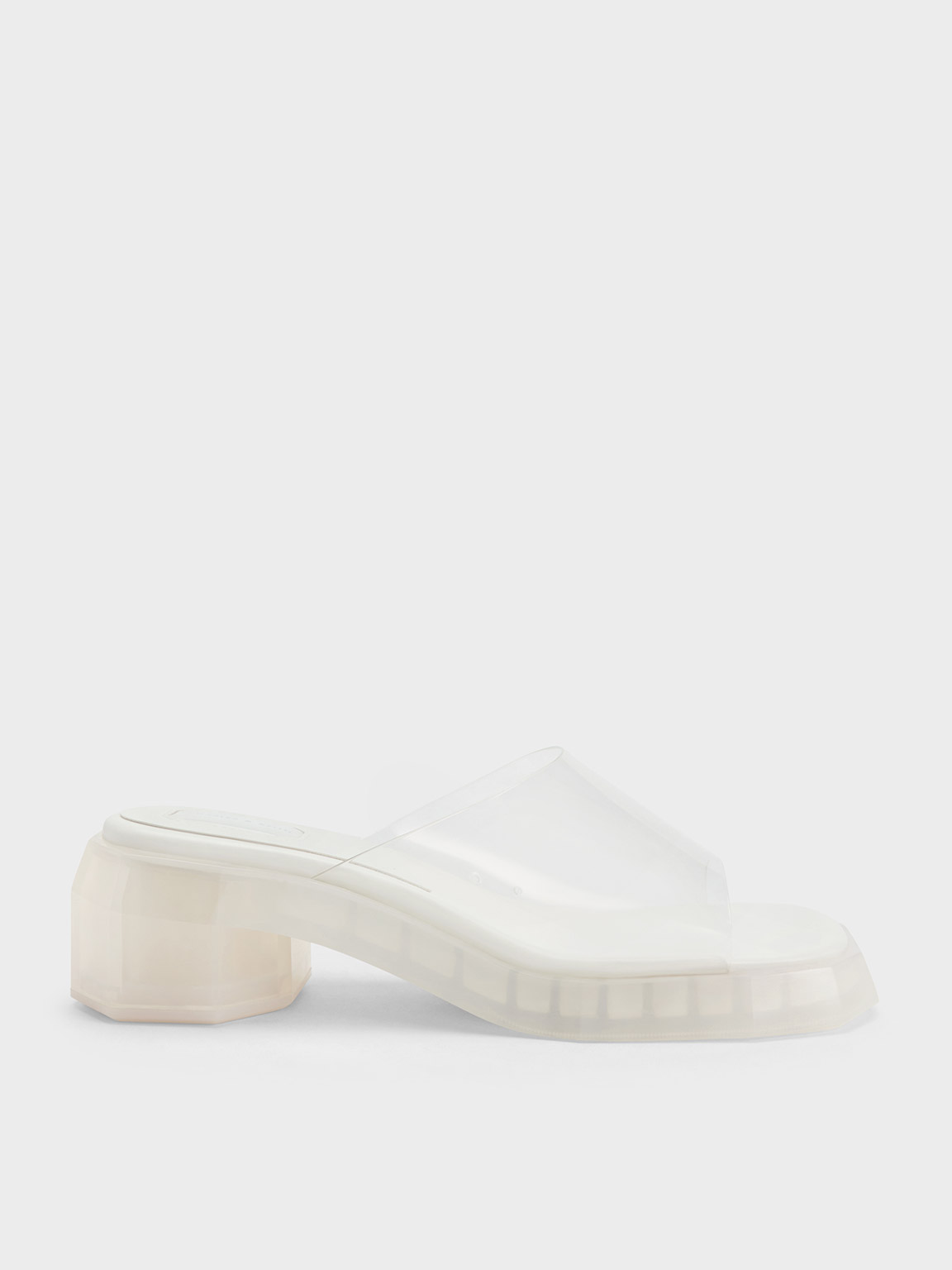 Charles & Keith See-through Geometric Mules In White