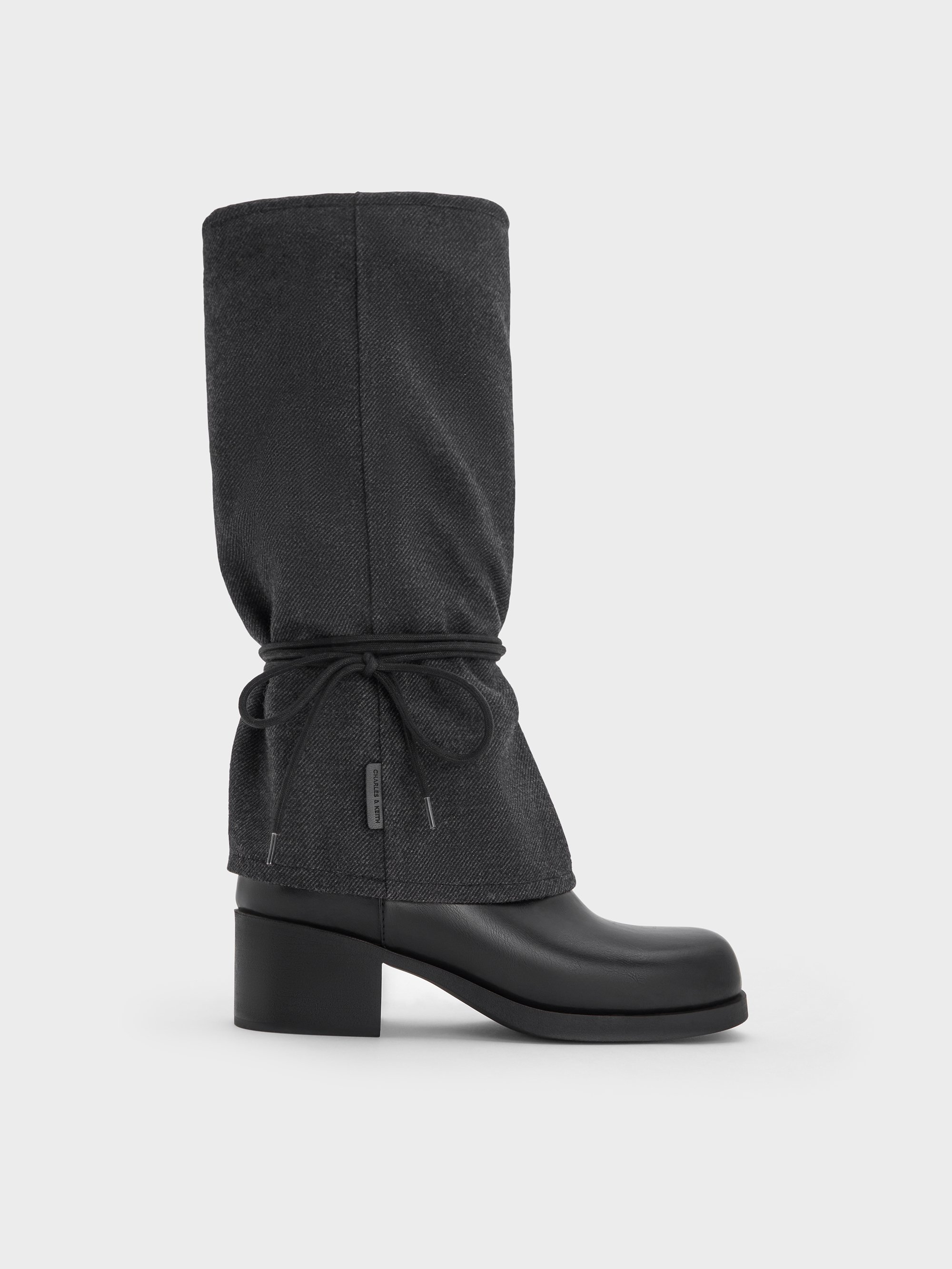 Charles & Keith - Felt Tie-around Knee-high Boots In Multi