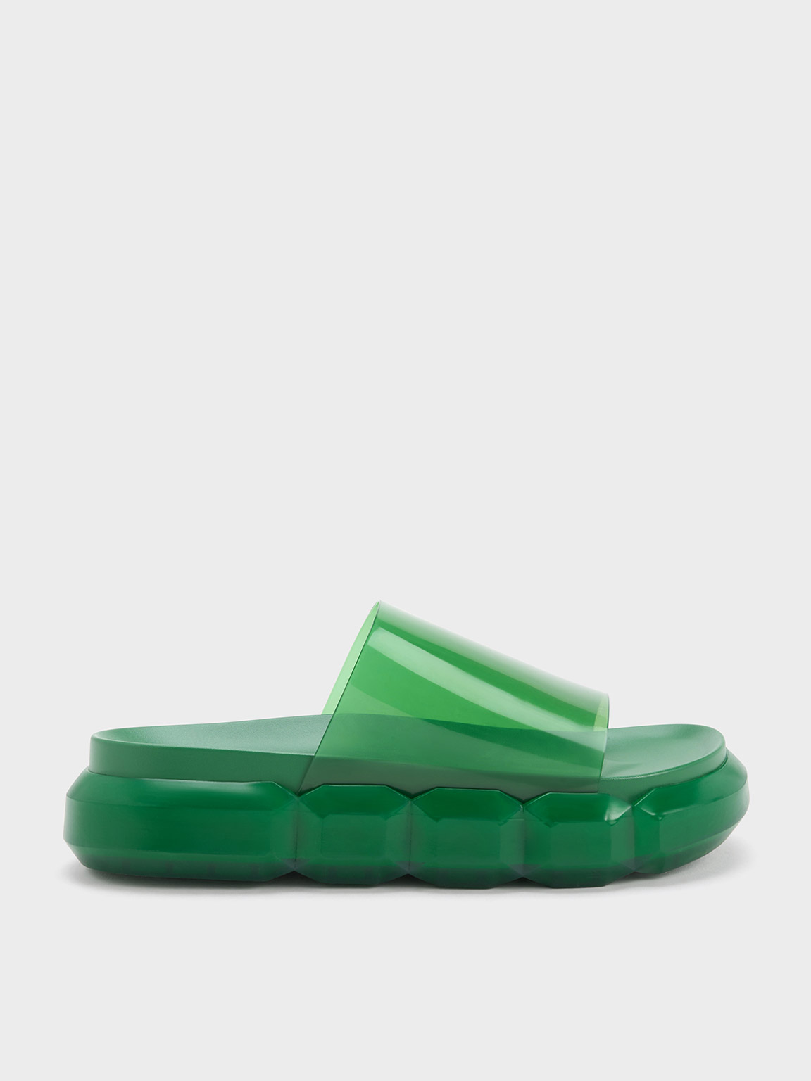 Charles & Keith Fia See-through Slide Sandals In Green