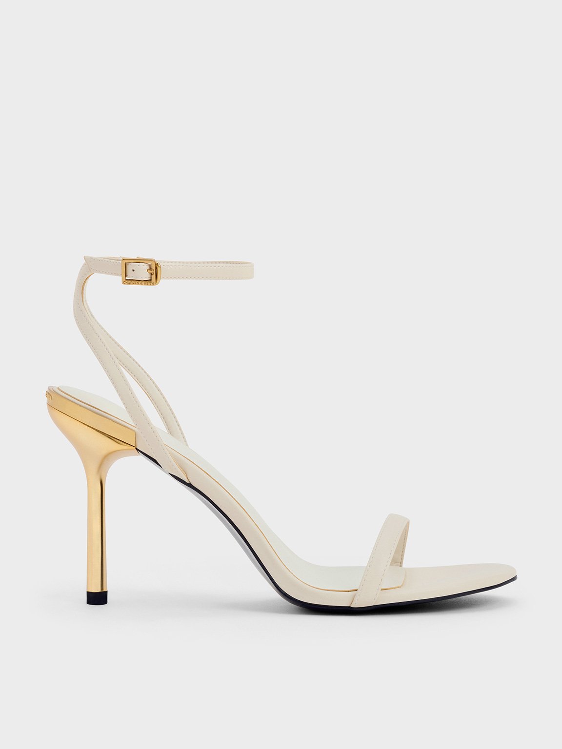 CHARLES&KEITH PatentStiletto-Heel Ankle-Strap Sandals/送料込 Nude Patent Stiletto-Heel Ankle-Strap Sandals - CHARLES