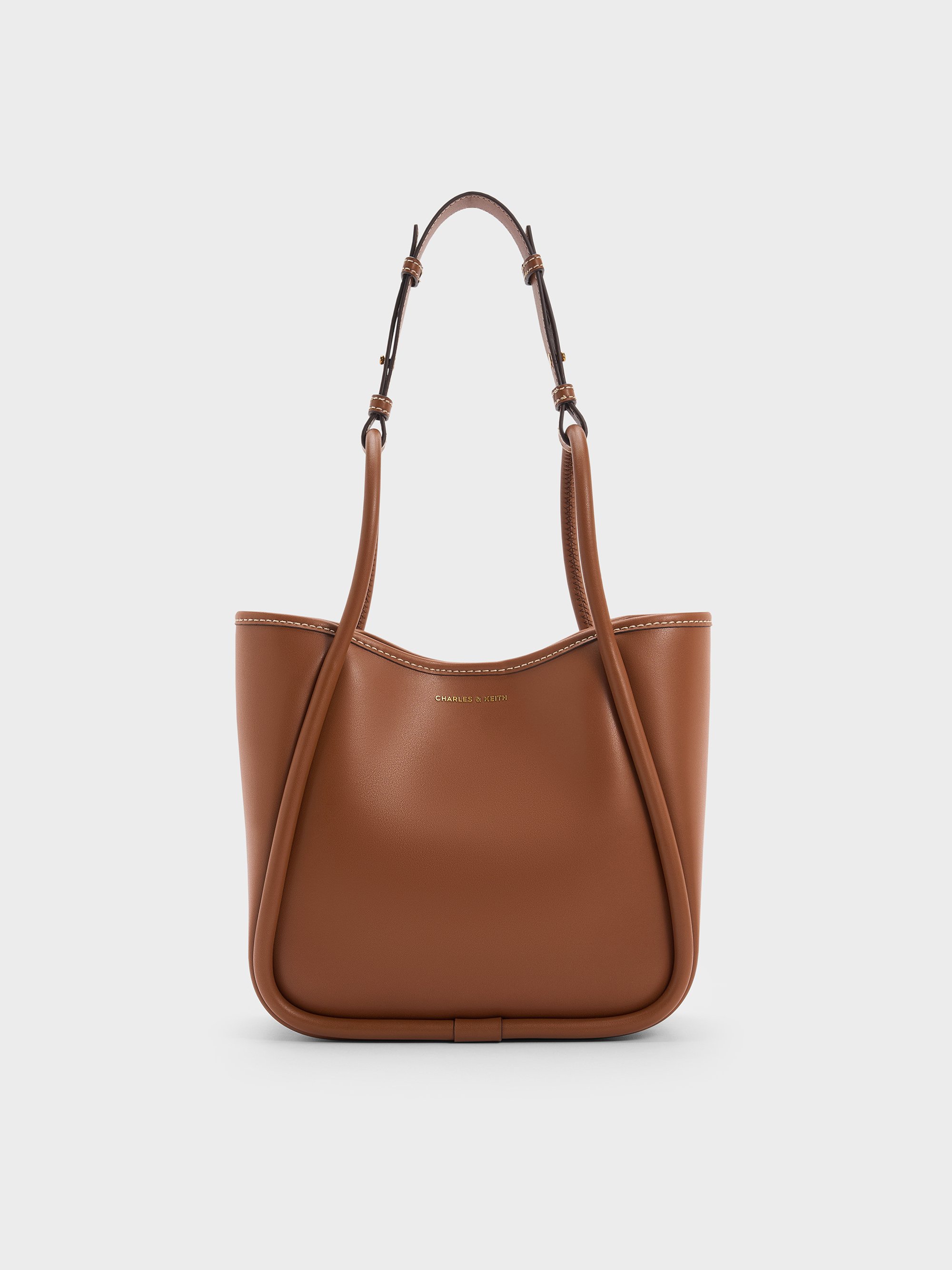 Chocolate Mini Lyla Tubular Tote Bag - Chocolate - CHARLES & KEITH US