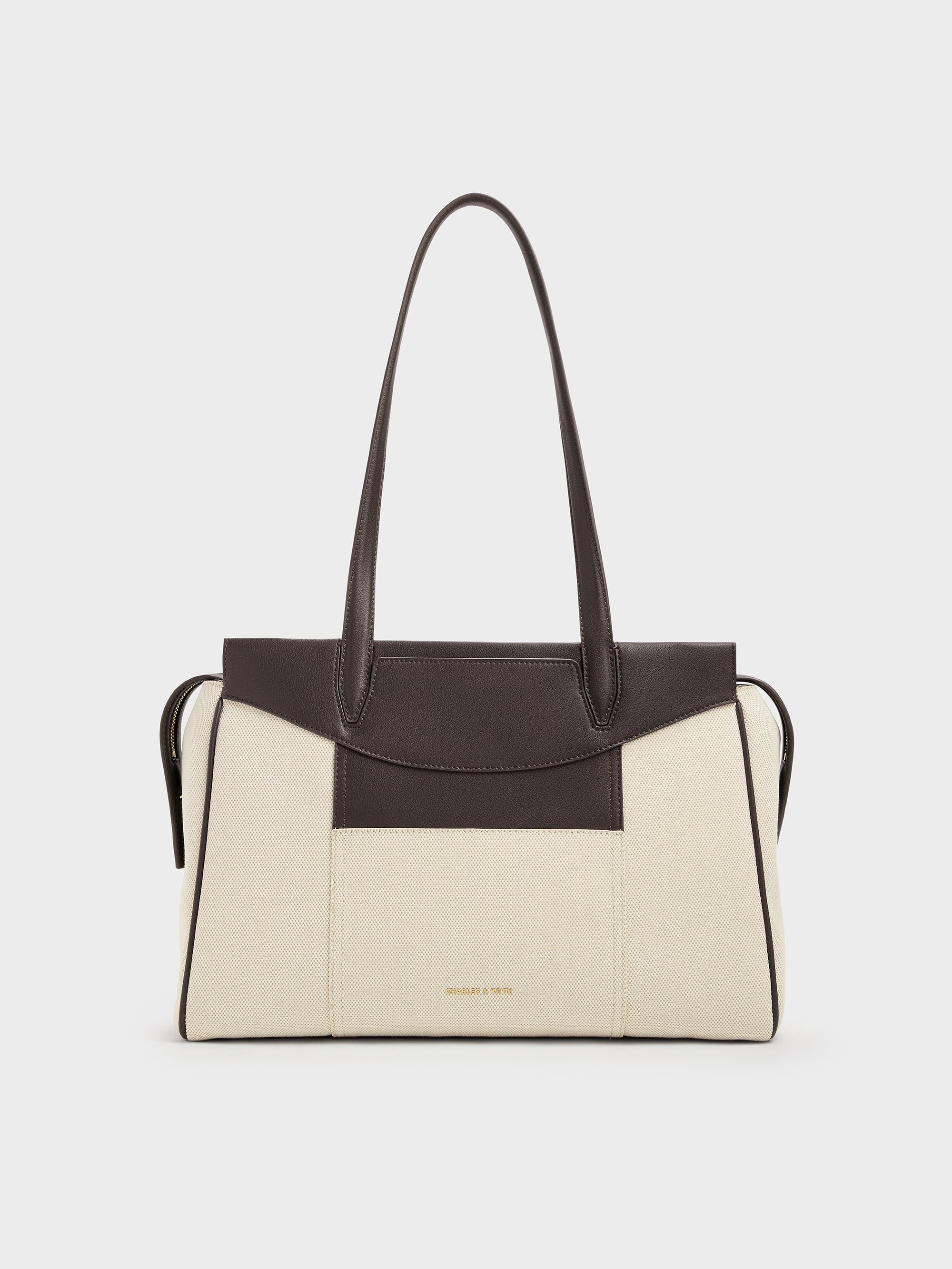 バッグ CHARLES & KEITH Roan Canvas Tote Bag - Espresso Brown - CHARLES & KEITH US