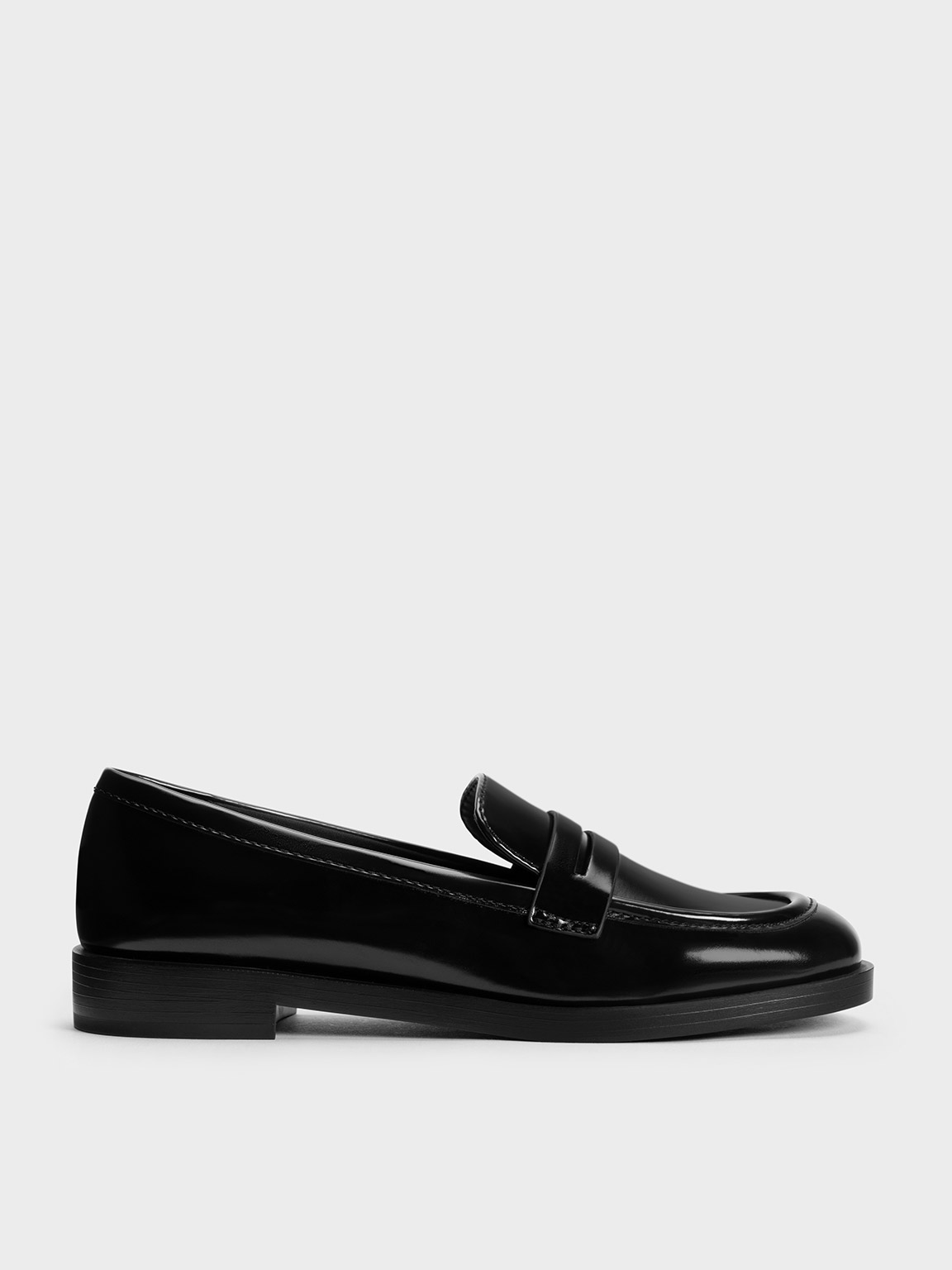 Black Boxed Gretel Penny Loafers | CHARLES & KEITH