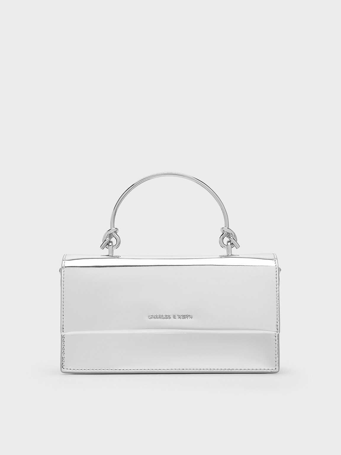 Silver Kristine Metallic Sculptural-Handle Long Wallet - Silver