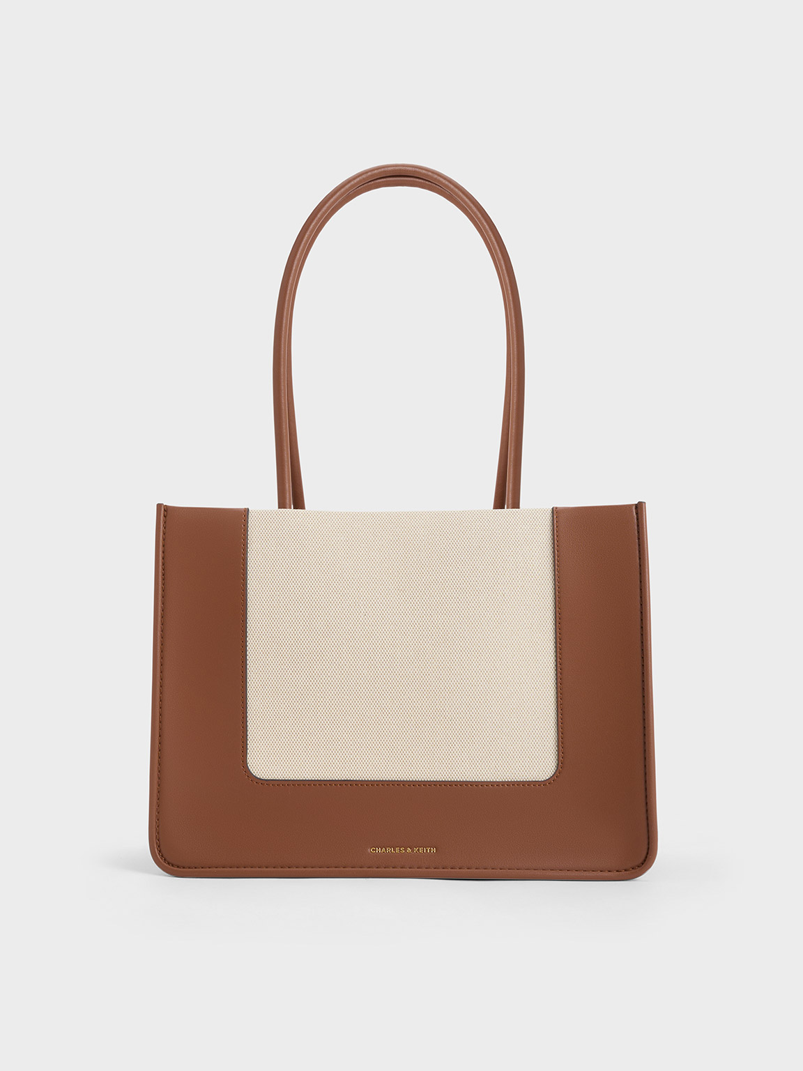 Charles & Keith Daylla Canvas Tote Bag In Brown