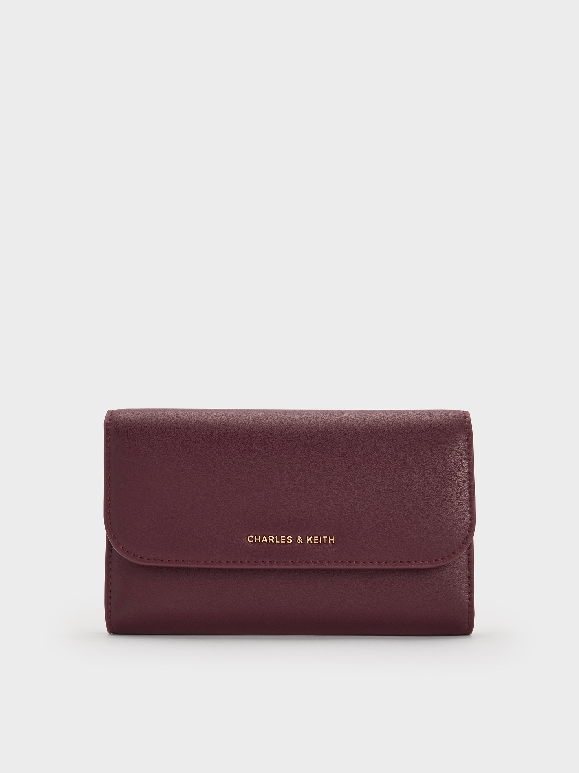Charles & Keith - Octavia Front Flap Long Wallet In Red
