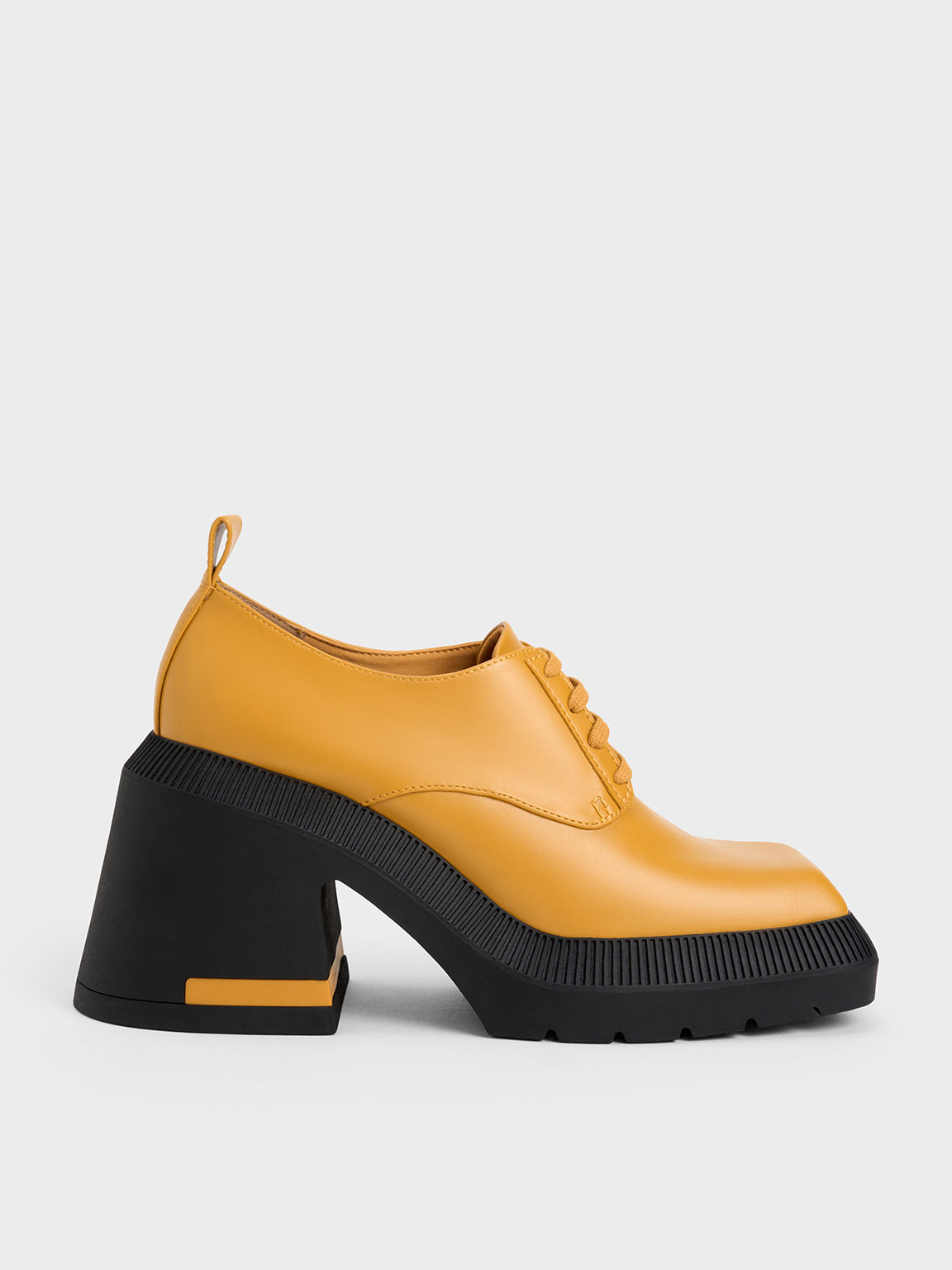 Mustard Emery Geometric Chunky Oxfords | CHARLES & KEITH Mustard Emery Geometric Chunky Oxfords | CHARLES & KEITH