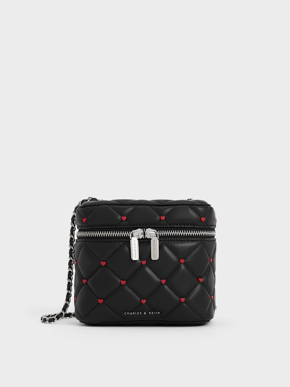 Noir Nezu Quilted Heart-Print Bag - CHARLES & KEITH KR
