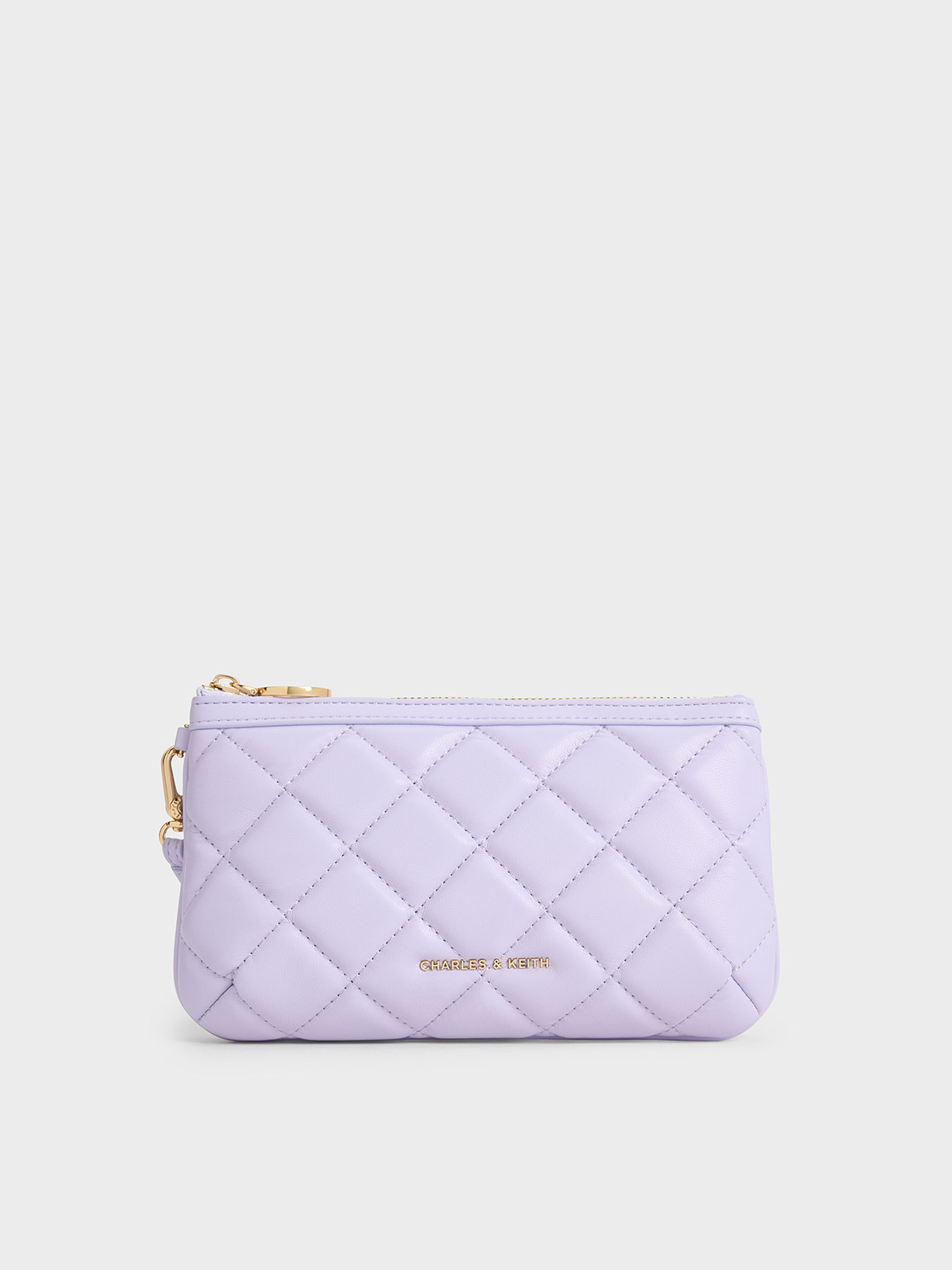Charles & Keith Cressida Quilted Wristlet In Lilac