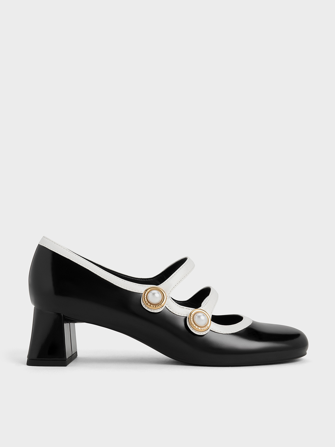 Black Box Pearl-Buckle Two-Tone Mary Jane Pumps - Black Box