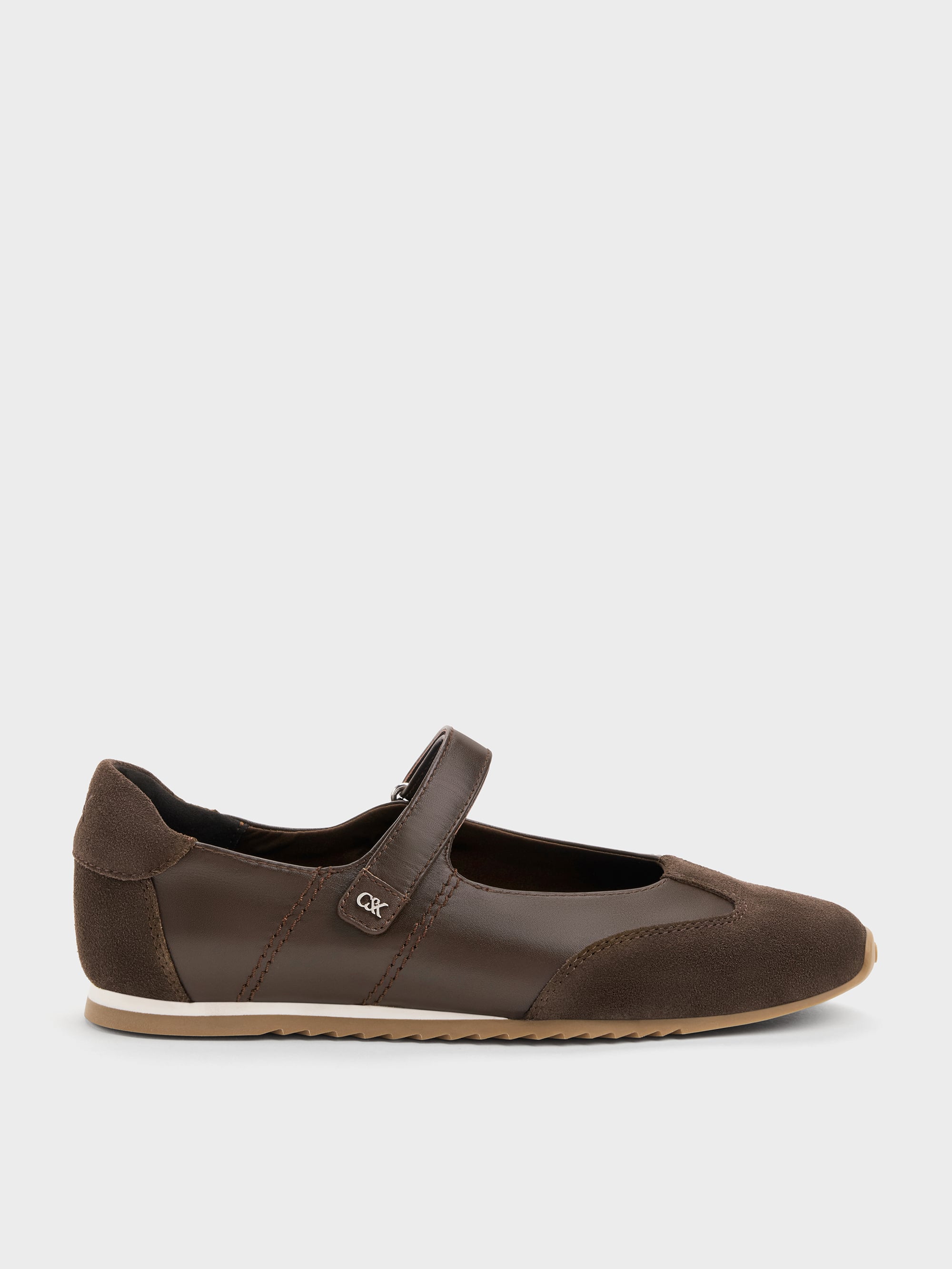 Charles & Keith - Jace Leather & Suede Mary Jane Sneakers In Dark Brown
