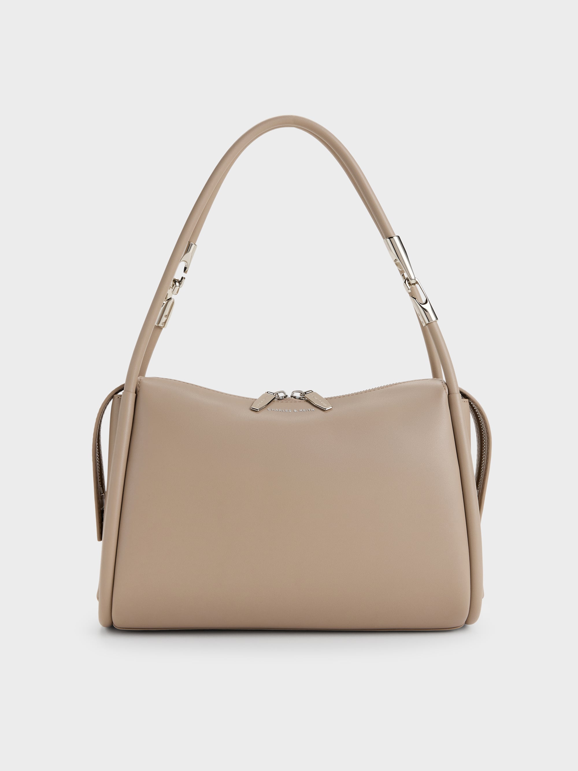 Lyla Tubular Slouchy Shoulder Bag - Taupe - CHARLES & KEITH KH