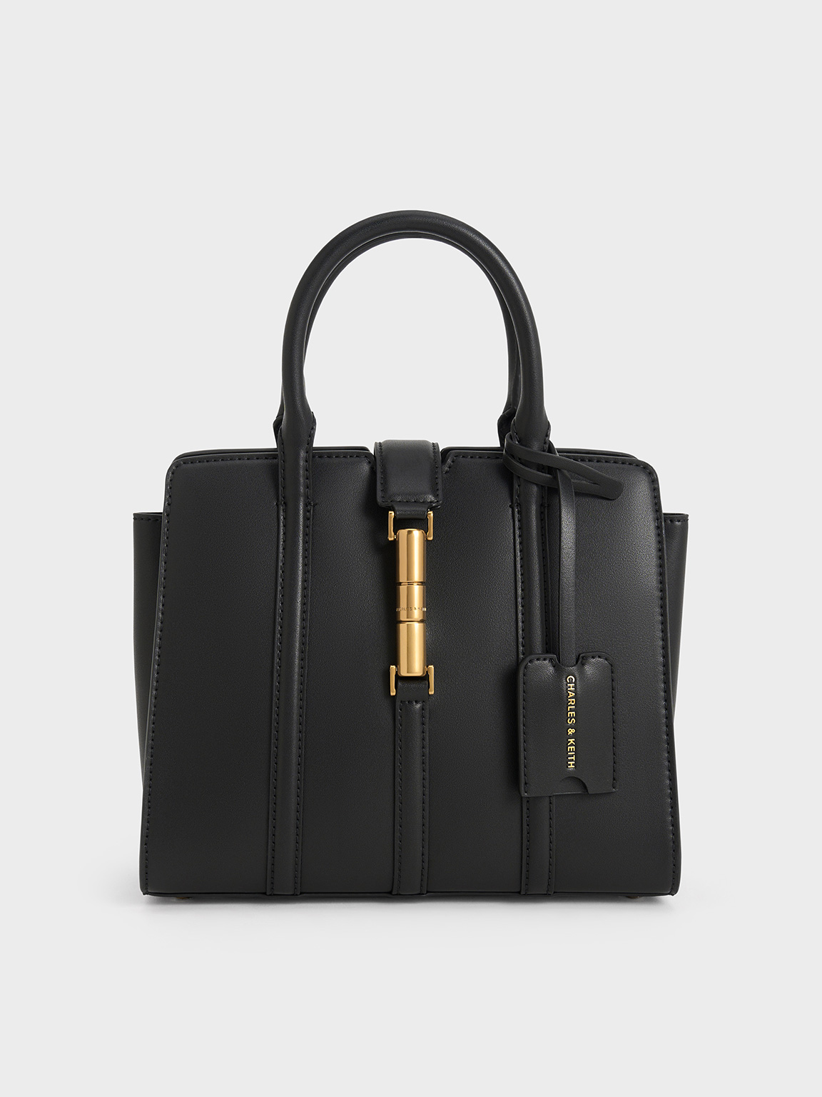 Charles & Keith Cesia Metallic Accent Tote Bag In Black