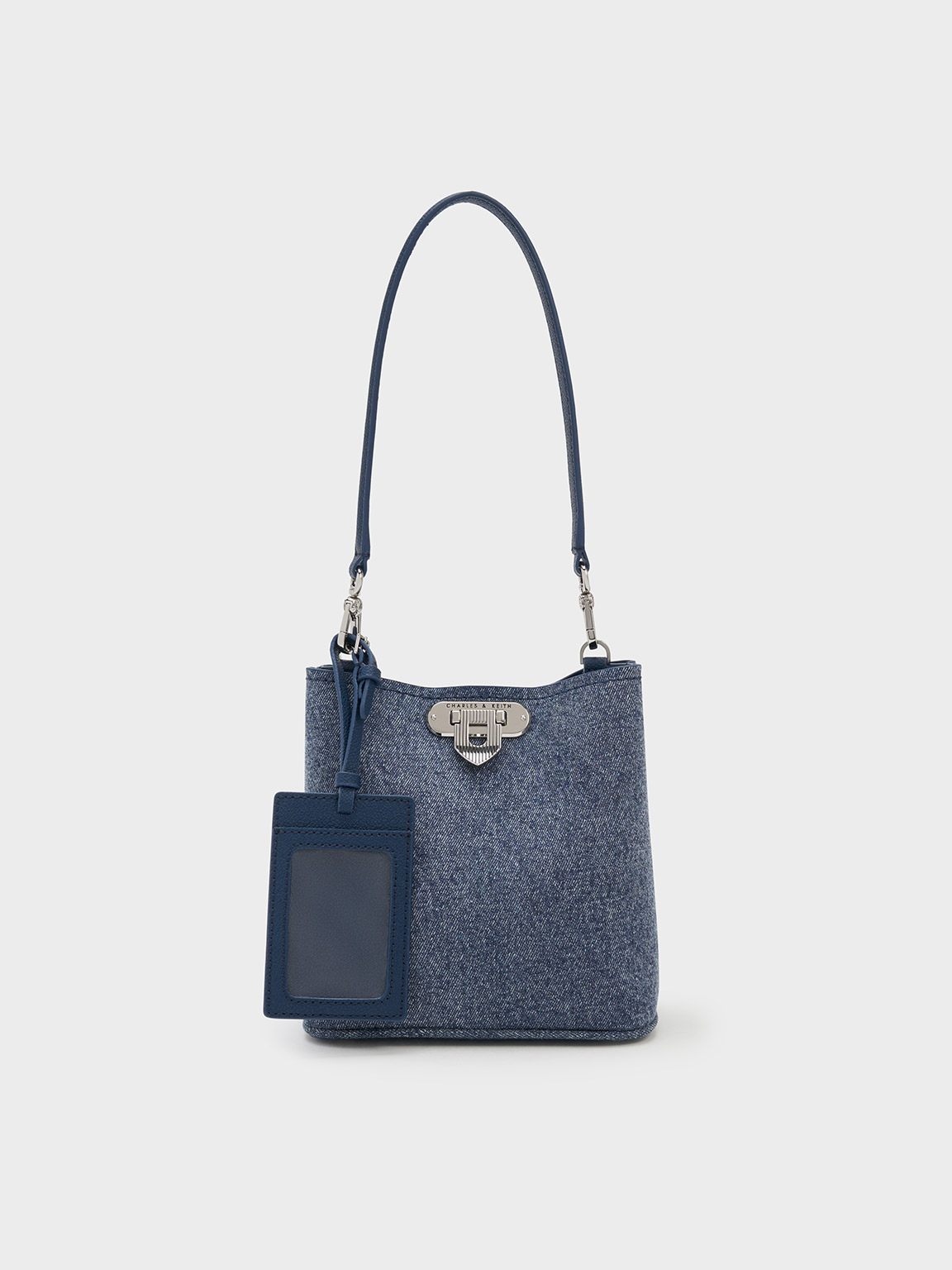Shop Charles & Keith - Alcott Denim Bucket Bag In Denim Blue