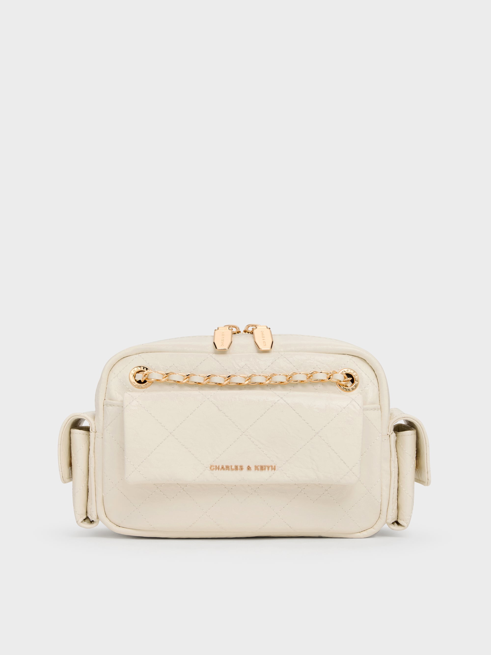 Duo Quilted Crossbody Bag - Cream - CHARLES & KEITH International