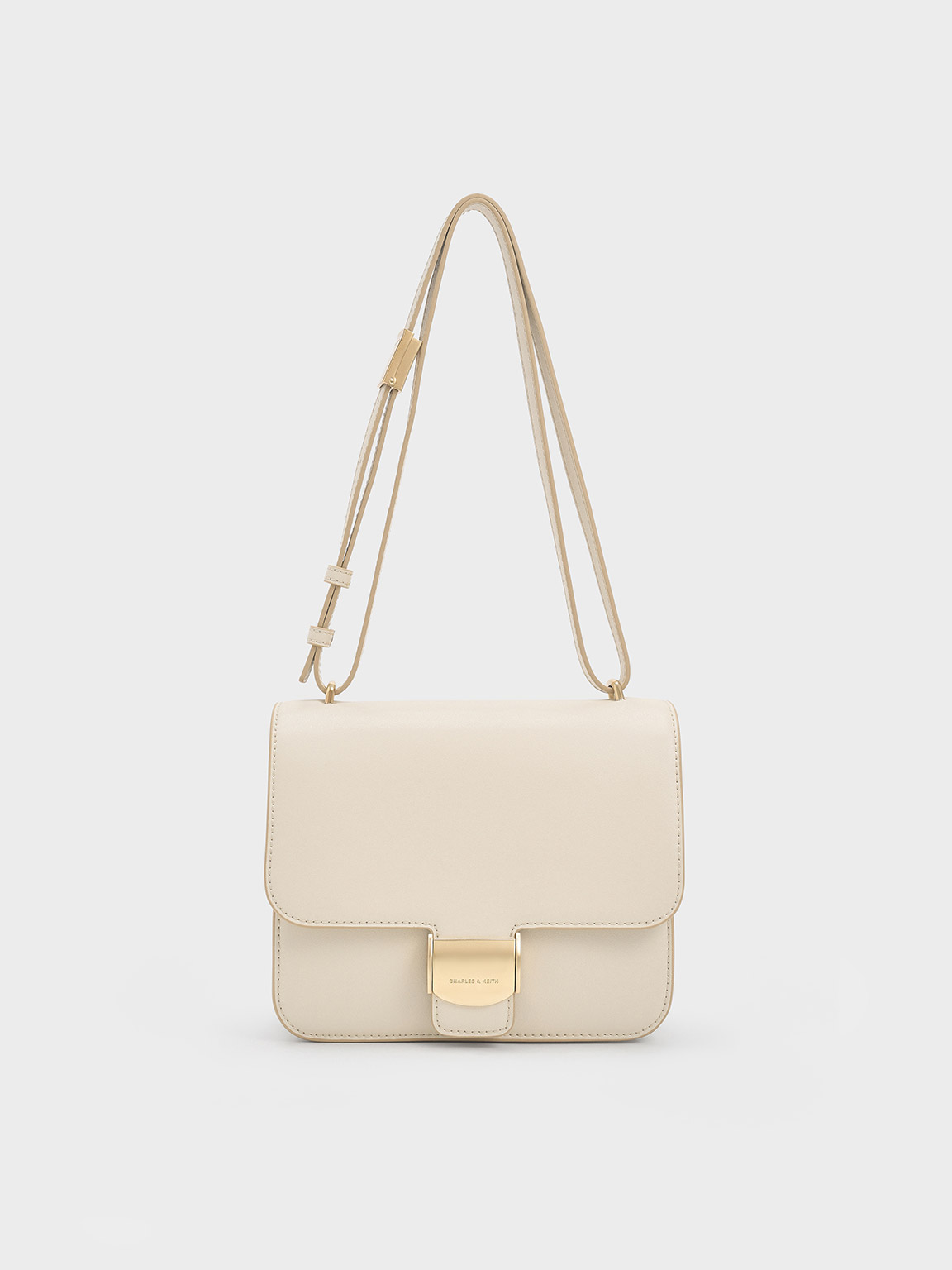 Shop Charles & Keith Violetta Boxy Bag In Beige