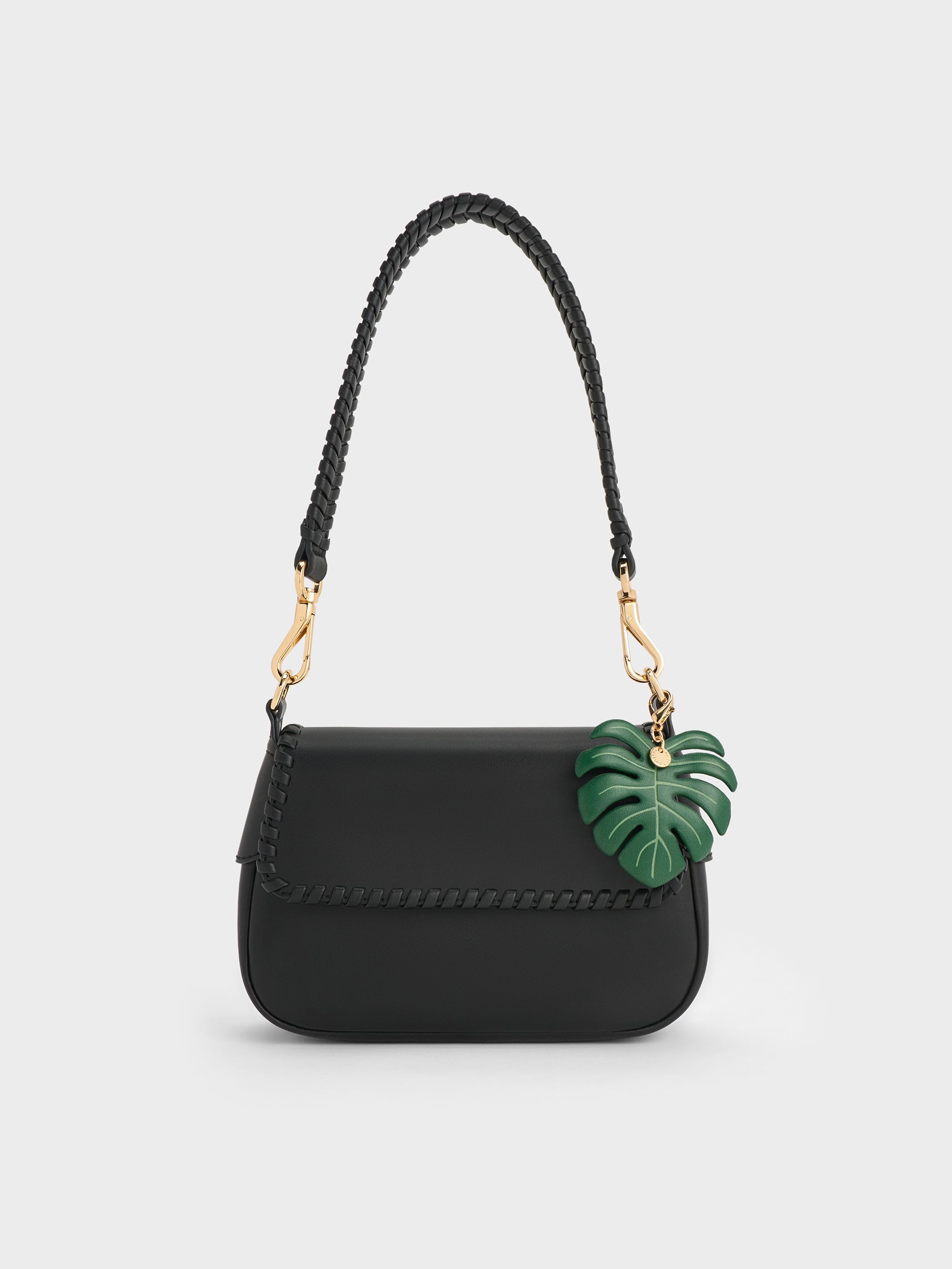 Blume Braided Shoulder Bag - Black - CHARLES & KEITH US