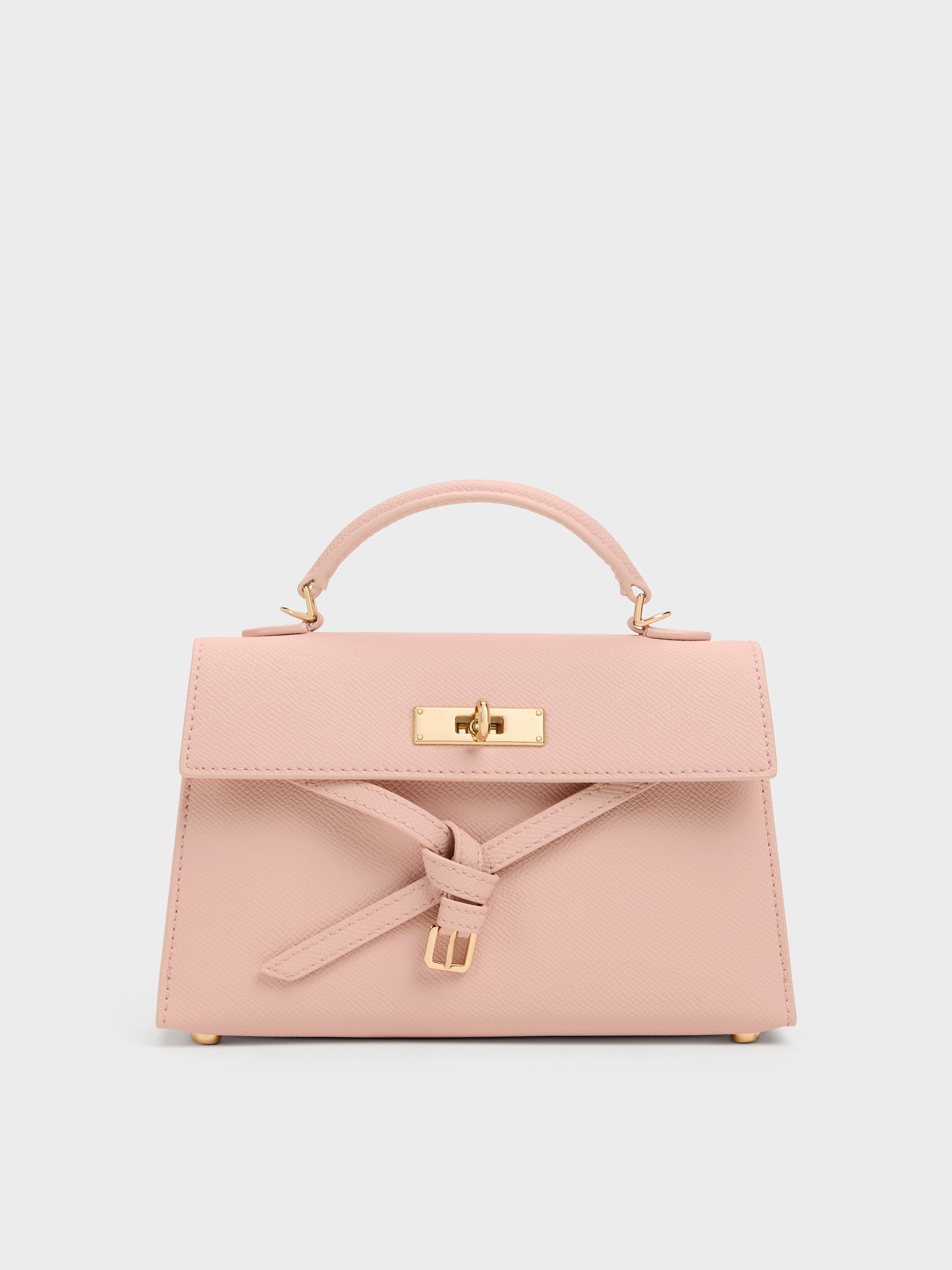 Tricha Knotted-Belt Top Handle Bag - Pink - CHARLES & KEITH KH