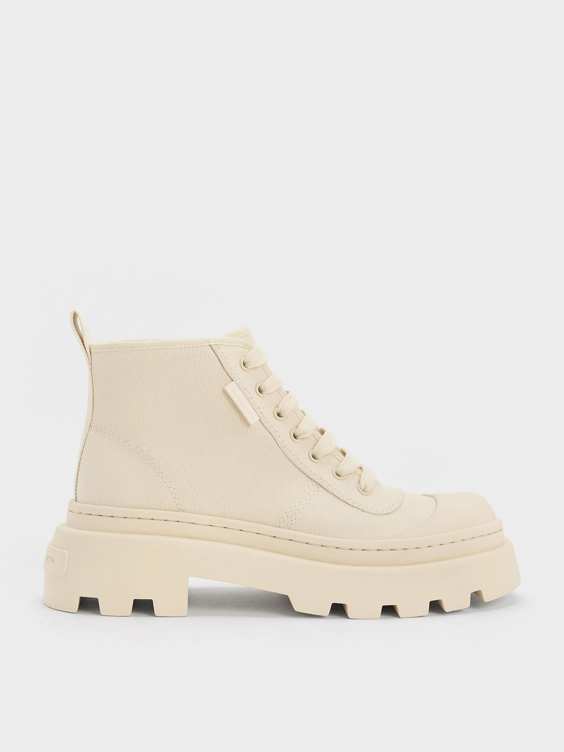 Chalk Canvas High-Top Sneakers - CHARLES & KEITH SG