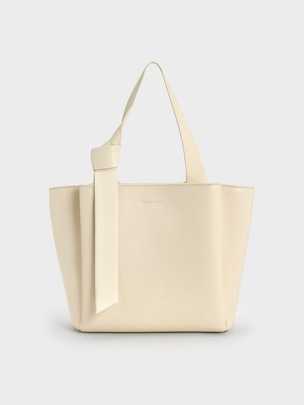 Shop Charles & Keith Toni Knotted Tote Bag In Chalk