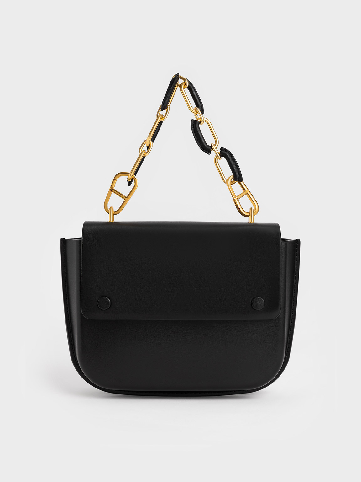 Black Amber Chain Handle Push-Lock Handbag - CHARLES & KEITH AU