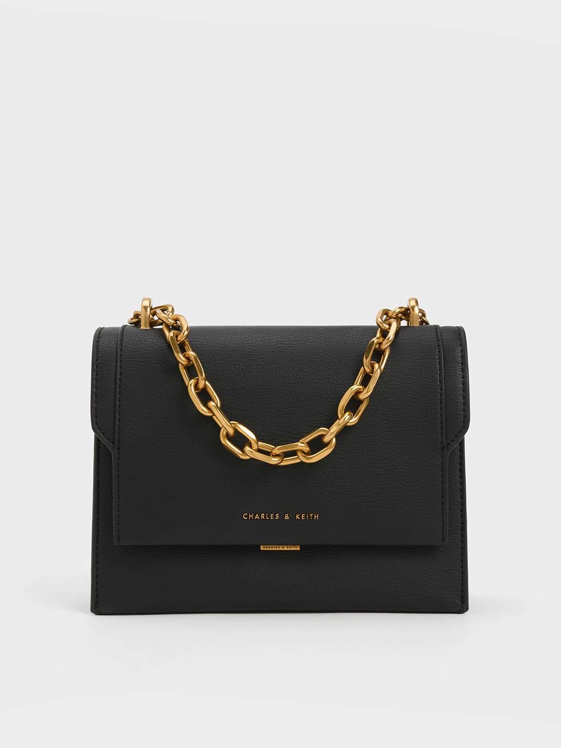 Charles & Keith - Brennan Chain Handle Crossbody Bag In Black