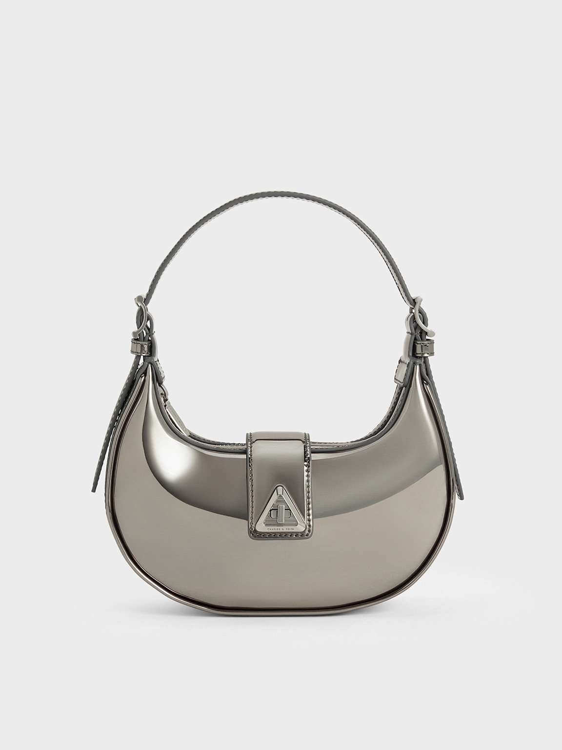 Pewter Trice Metallic-Accent Belted Shoulder Bag - Pewter - Bags