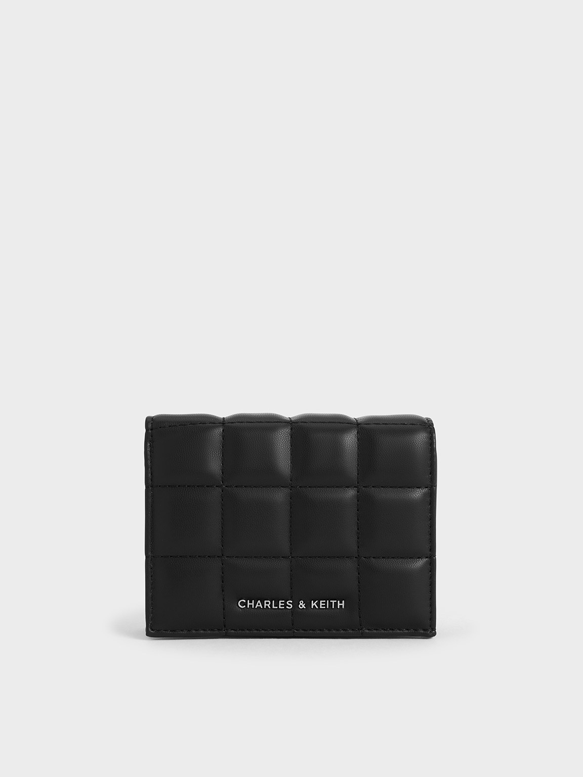 Shop Charles & Keith Quilted Mini Wallet In Noir