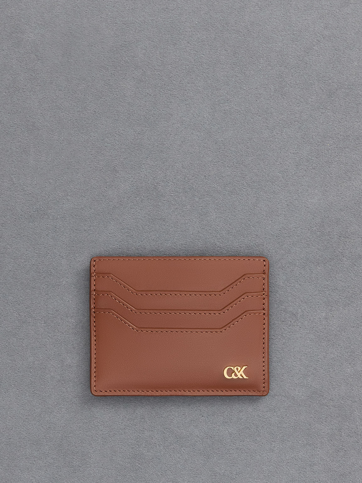 Charles & Keith Leather Multi-slot Card Holder In Cognac