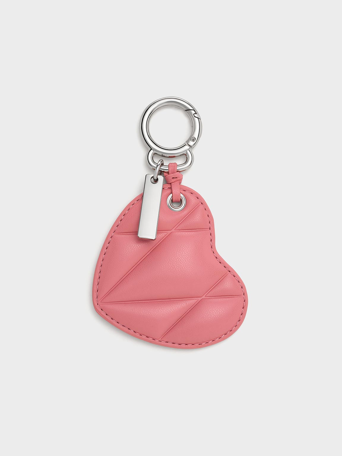 Charles & Keith - Heart Quilted Mirror Charm In Pink
