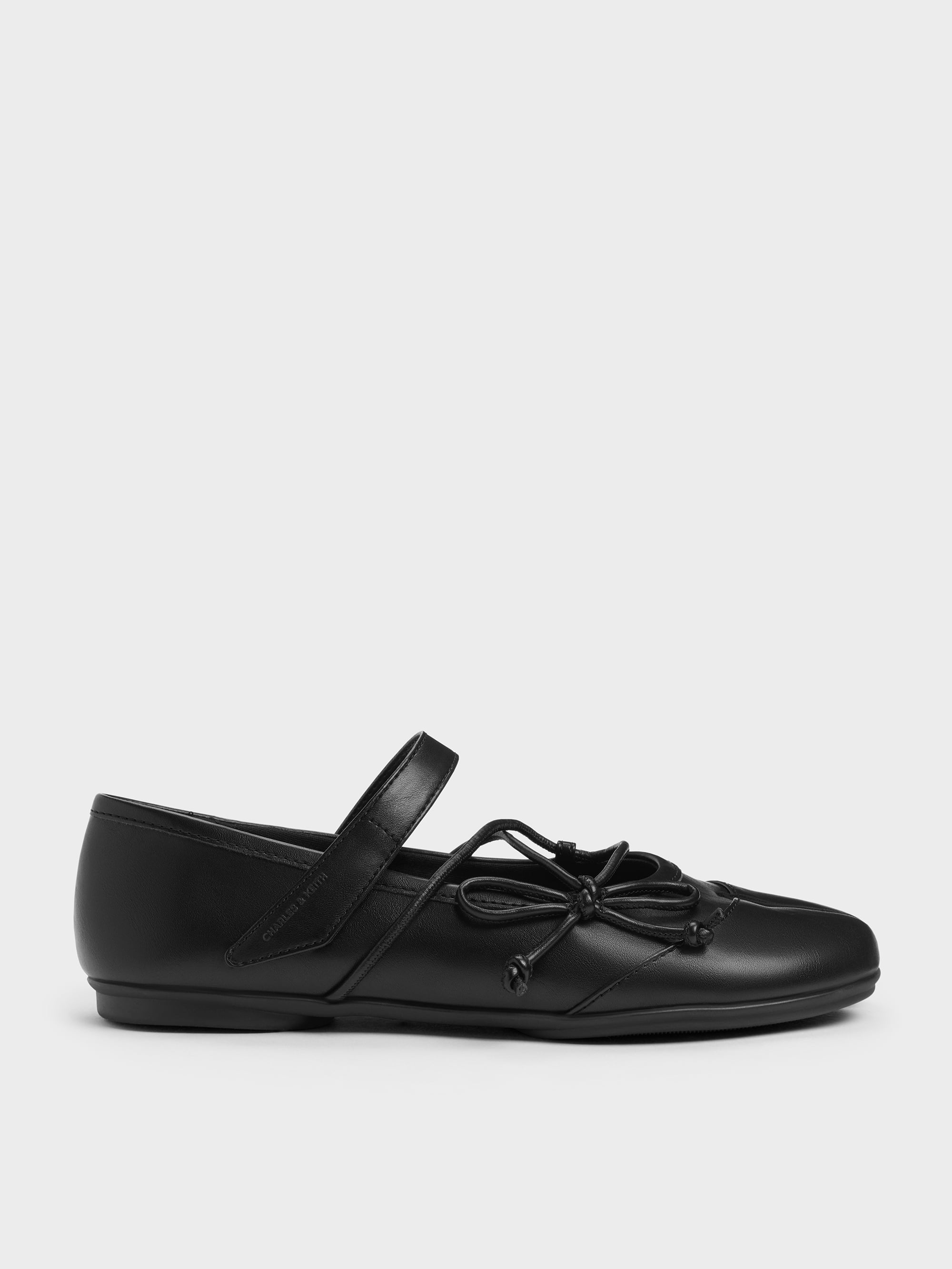 Aether Lace-Up Split-Toe Mary Jane Flats - Black - CHARLES & KEITH US