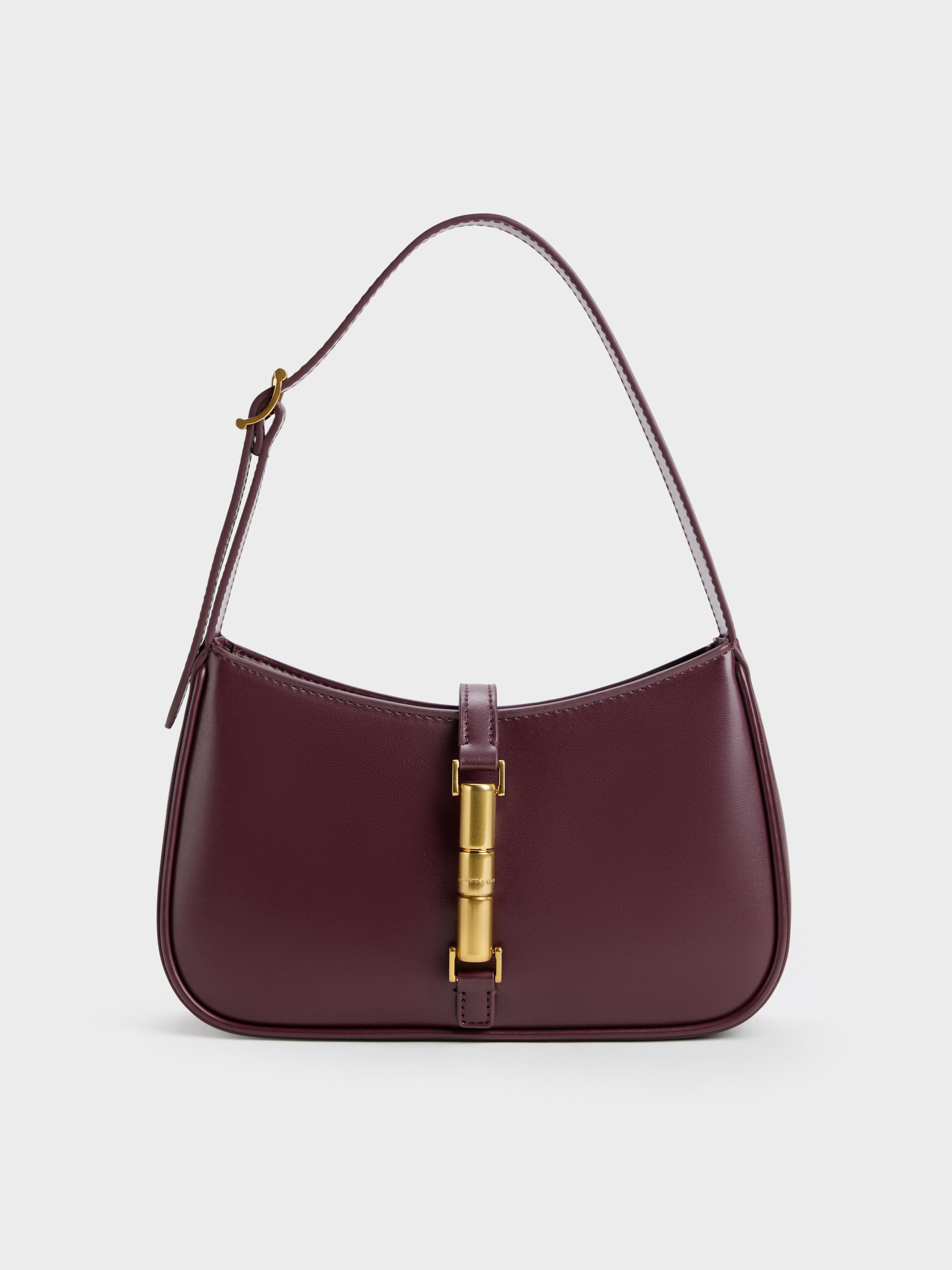 Charles & Keith - Cesia Metallic Accent Shoulder Bag In Red