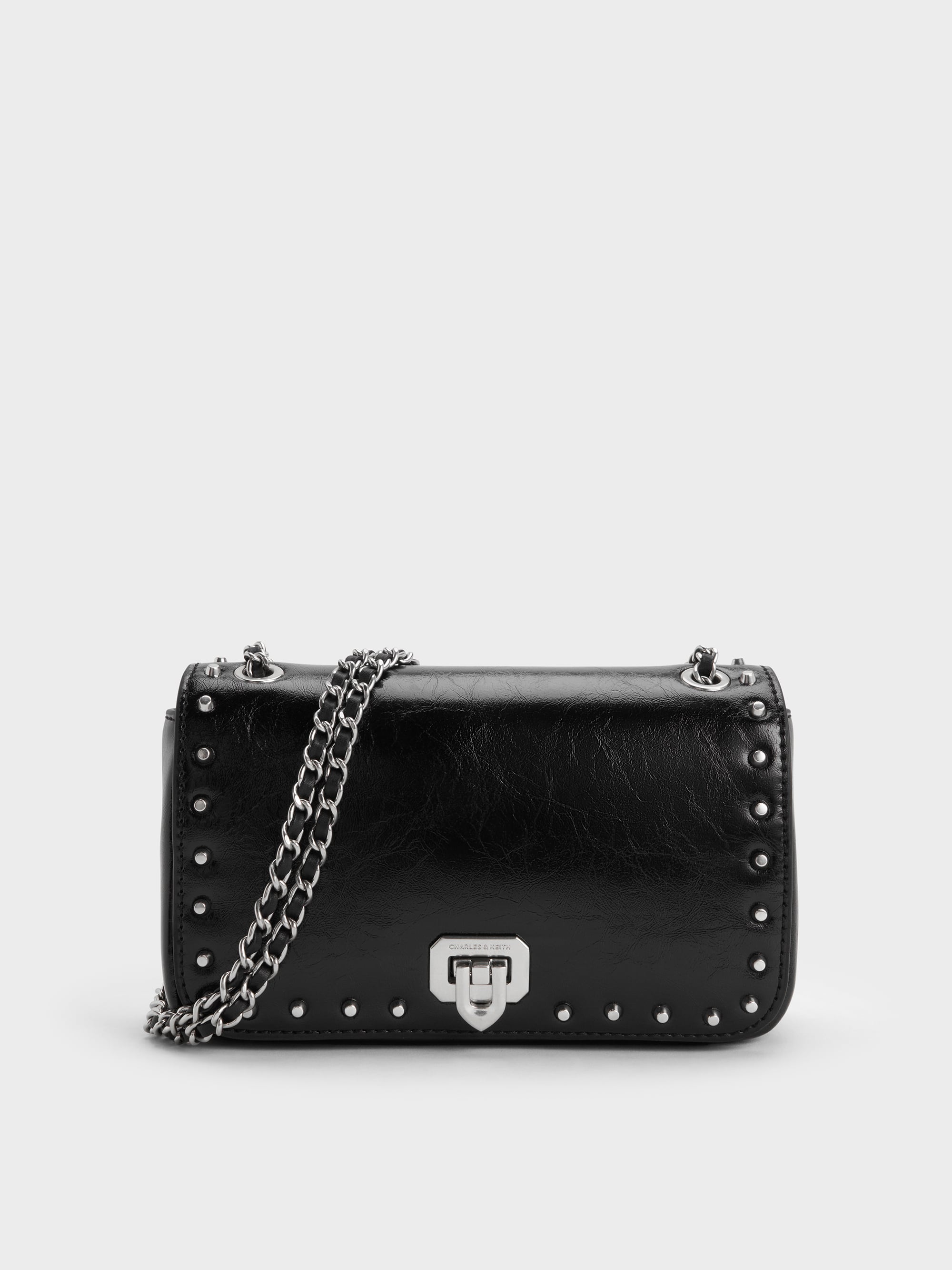 Arwen Studded Shoulder Bag - Noir - CHARLES & KEITH KR