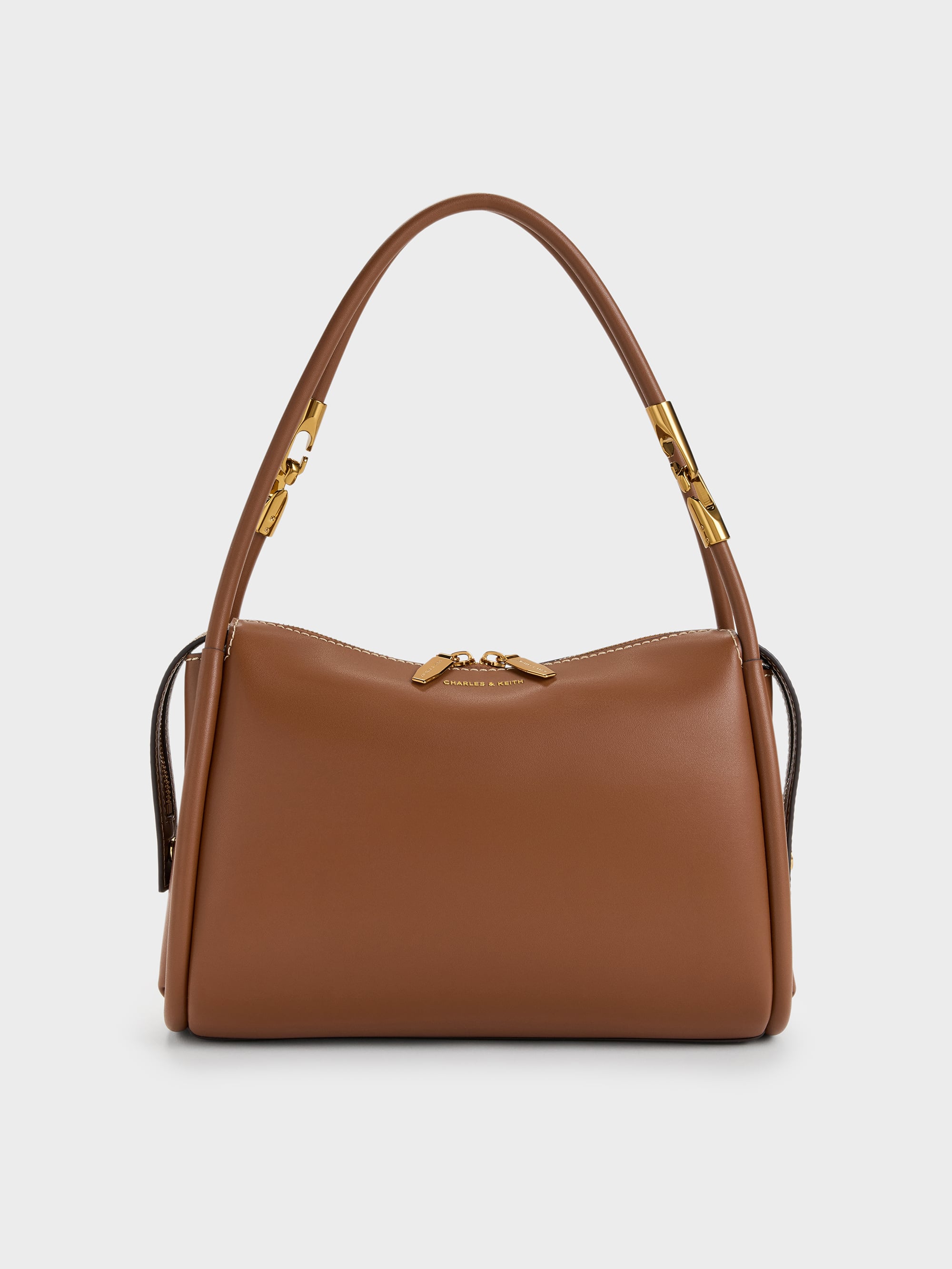 Lyla Tubular Slouchy Shoulder Bag - Chocolate - CHARLES & KEITH US