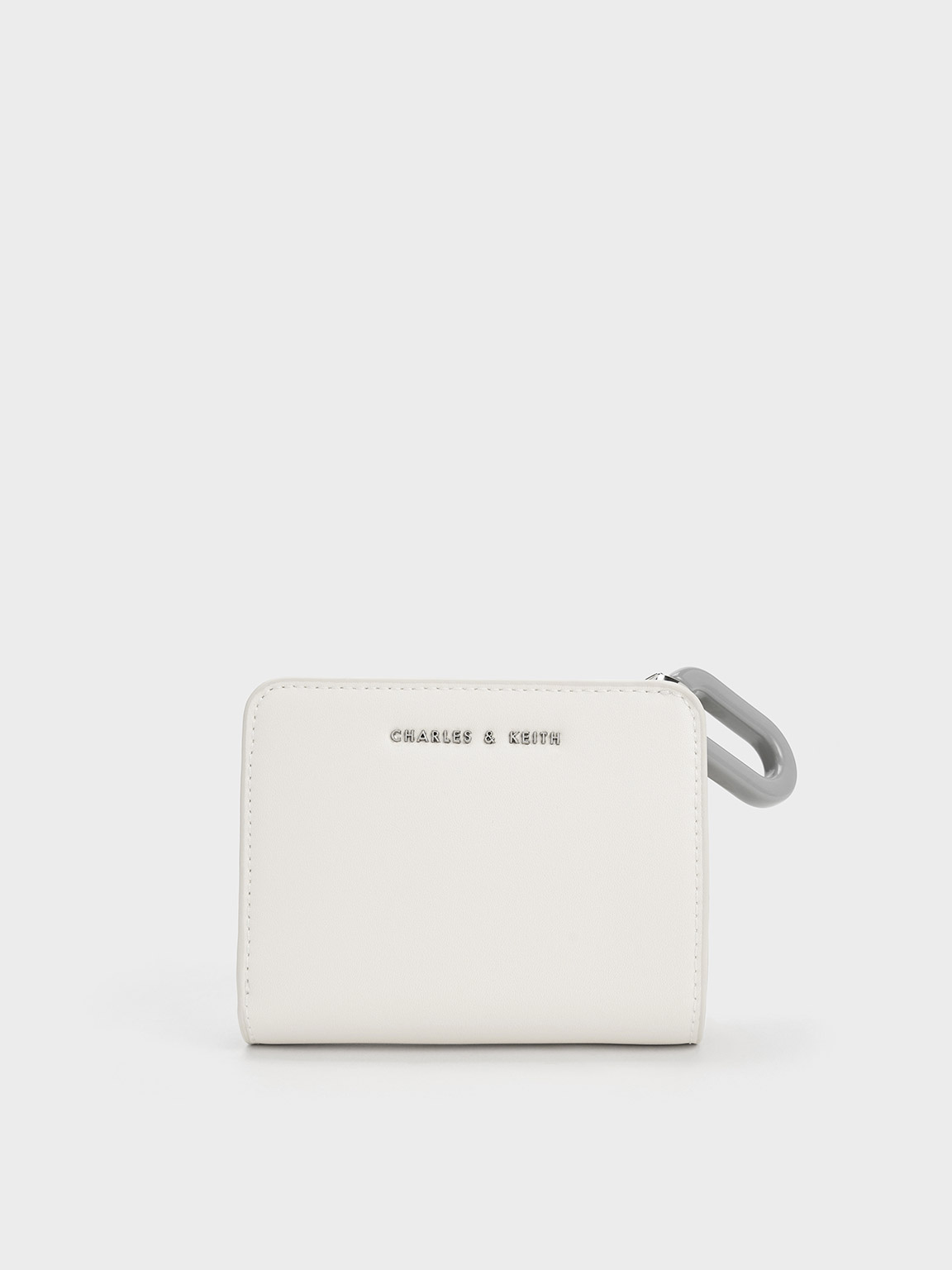 Cream Oval Keychain Zip Wallet - CHARLES & KEITH US