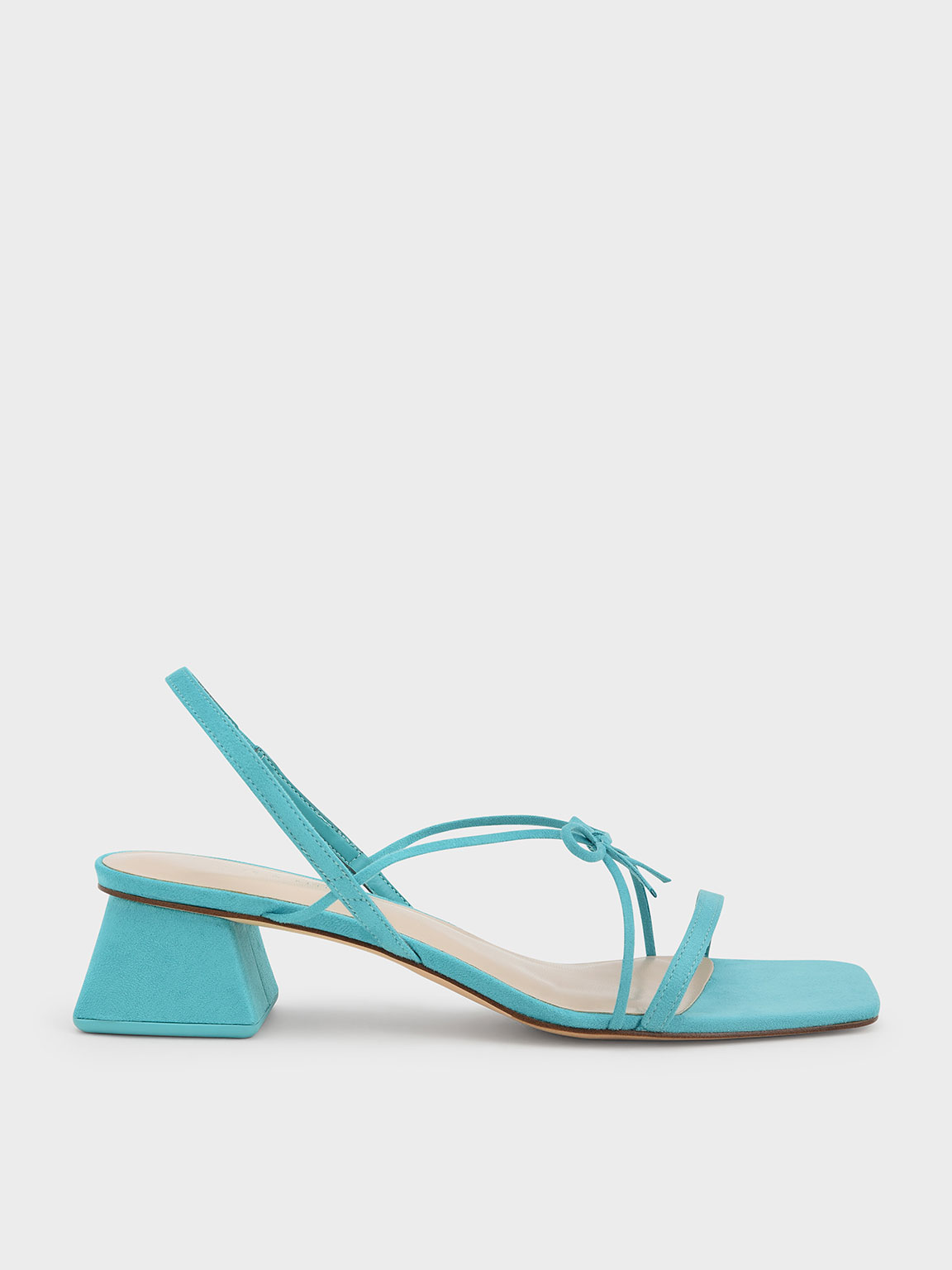 Turquoise Strappy Bow Textured Slingback Sandals - CHARLES & KEITH KH