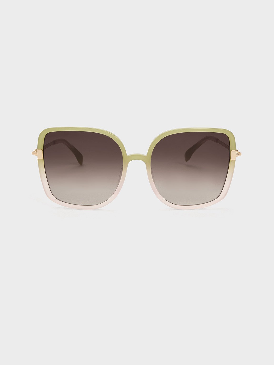 Charles & Keith Oversized Square Chain-link Sunglasses In Green