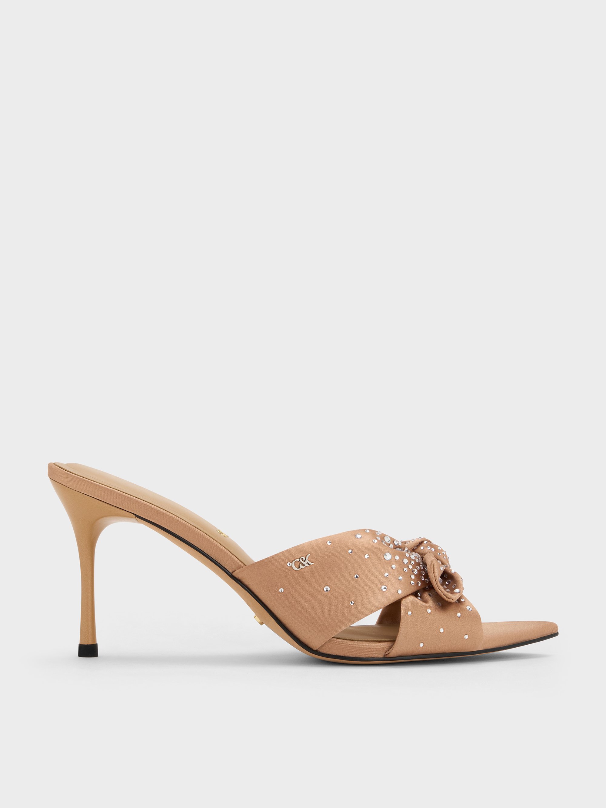 Nude Jayce Crystal Stiletto Mules - CHARLES & KEITH BR