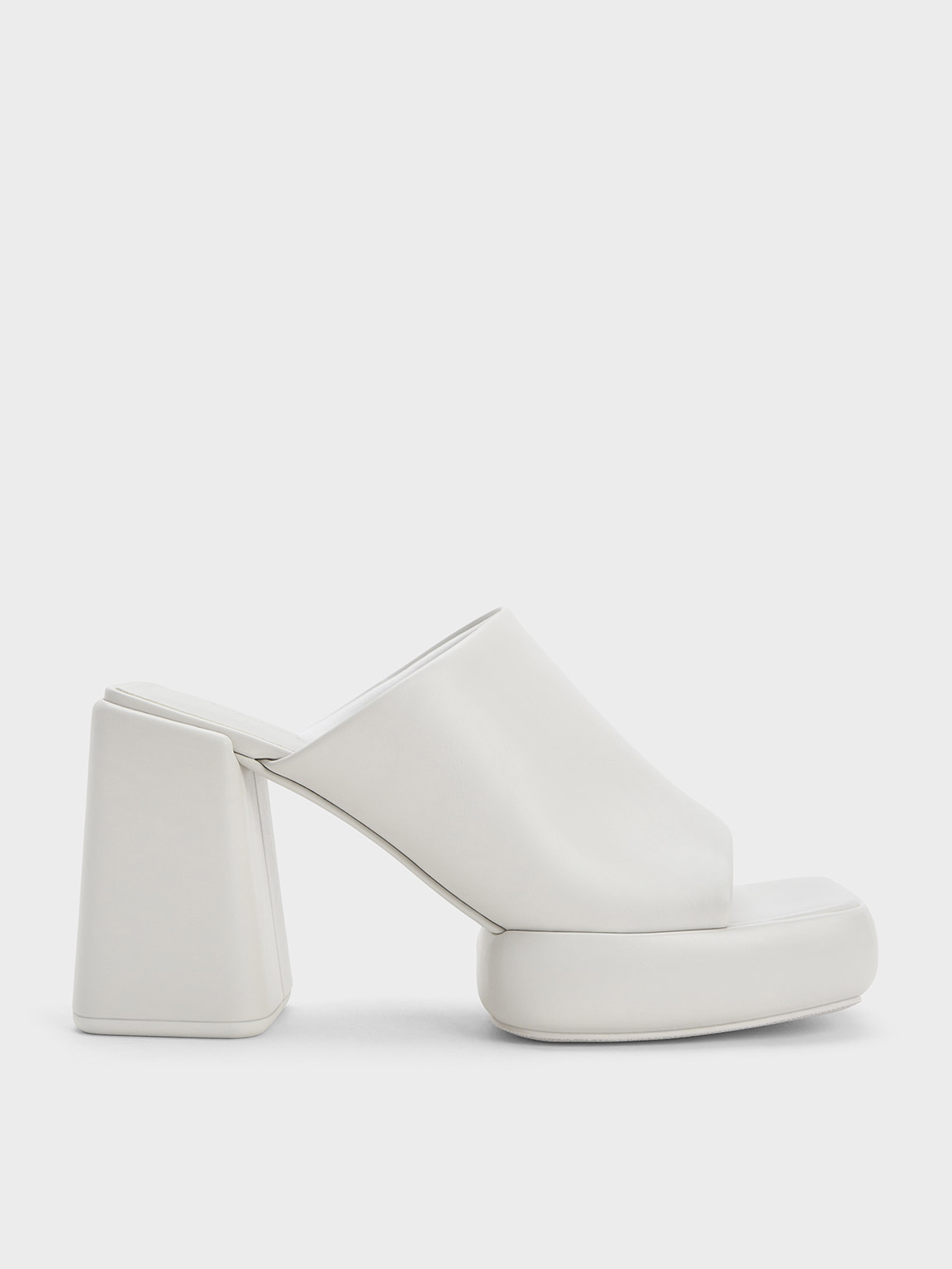 Charles & Keith Lucile Block-heel Platform Mules In White