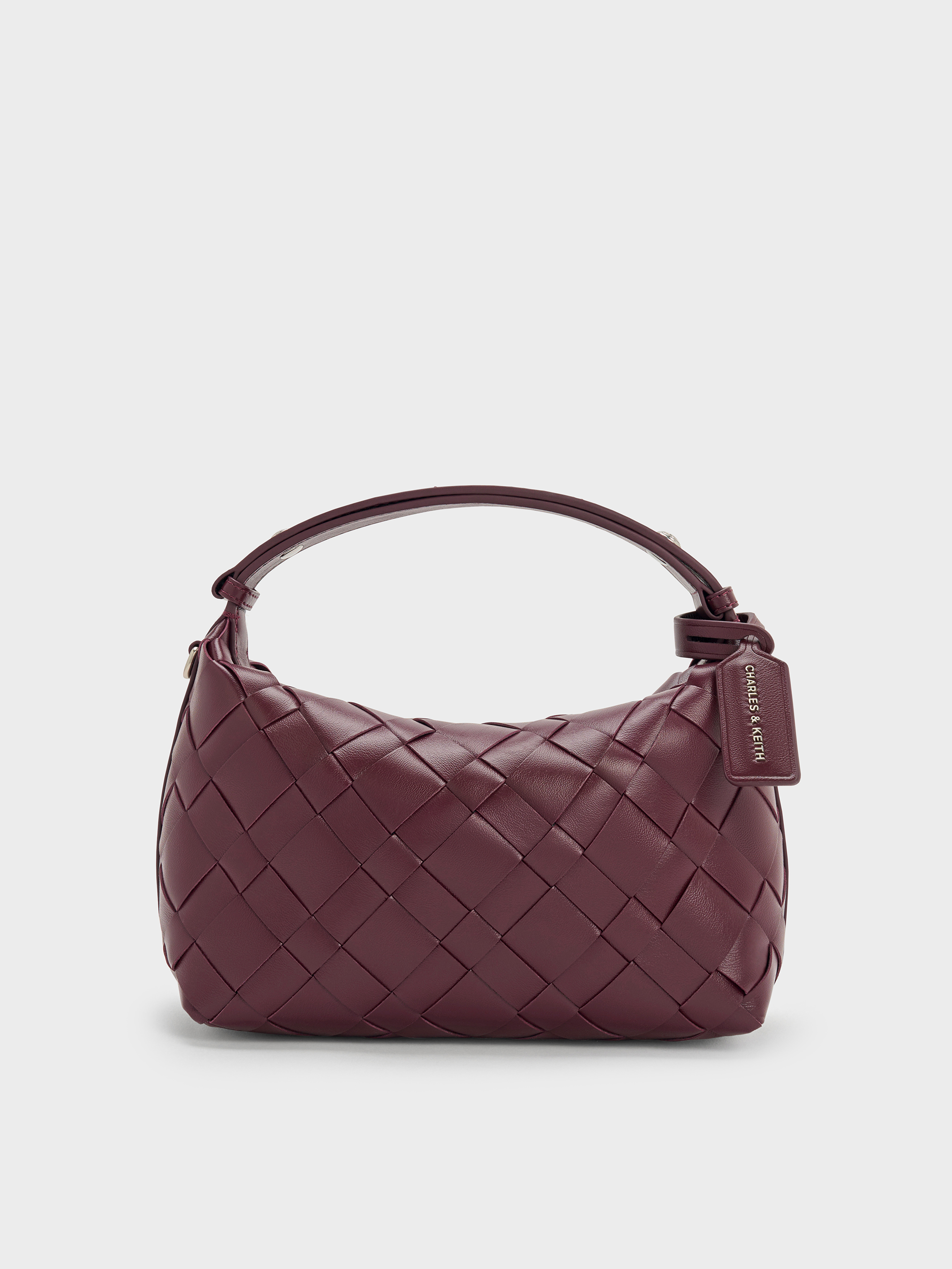 Ivette Woven Shoulder Bag - Wineberry Red - CHARLES & KEITH US