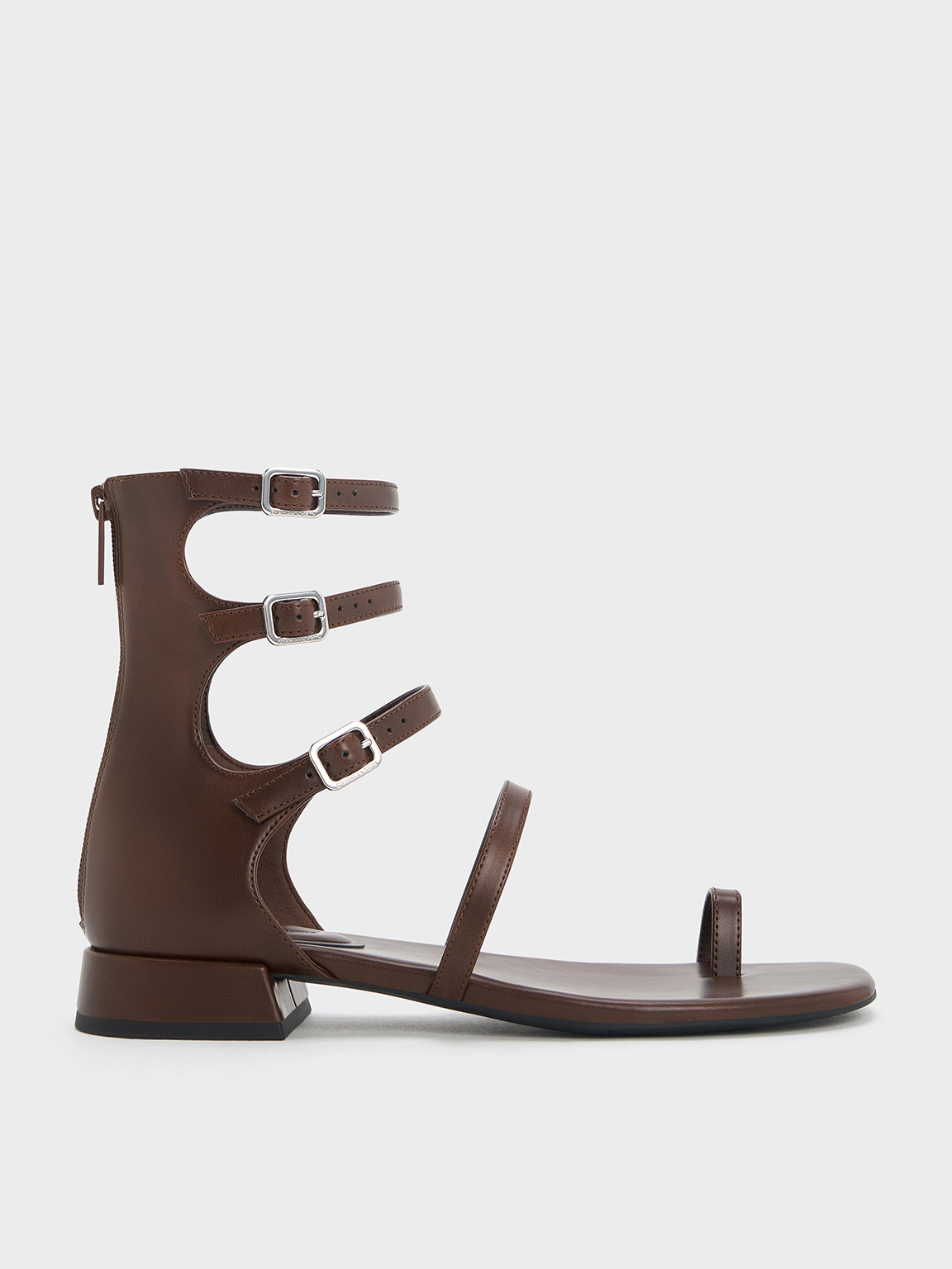 Charles & Keith Lyric Gladiator Toe-ring Sandals In Brown