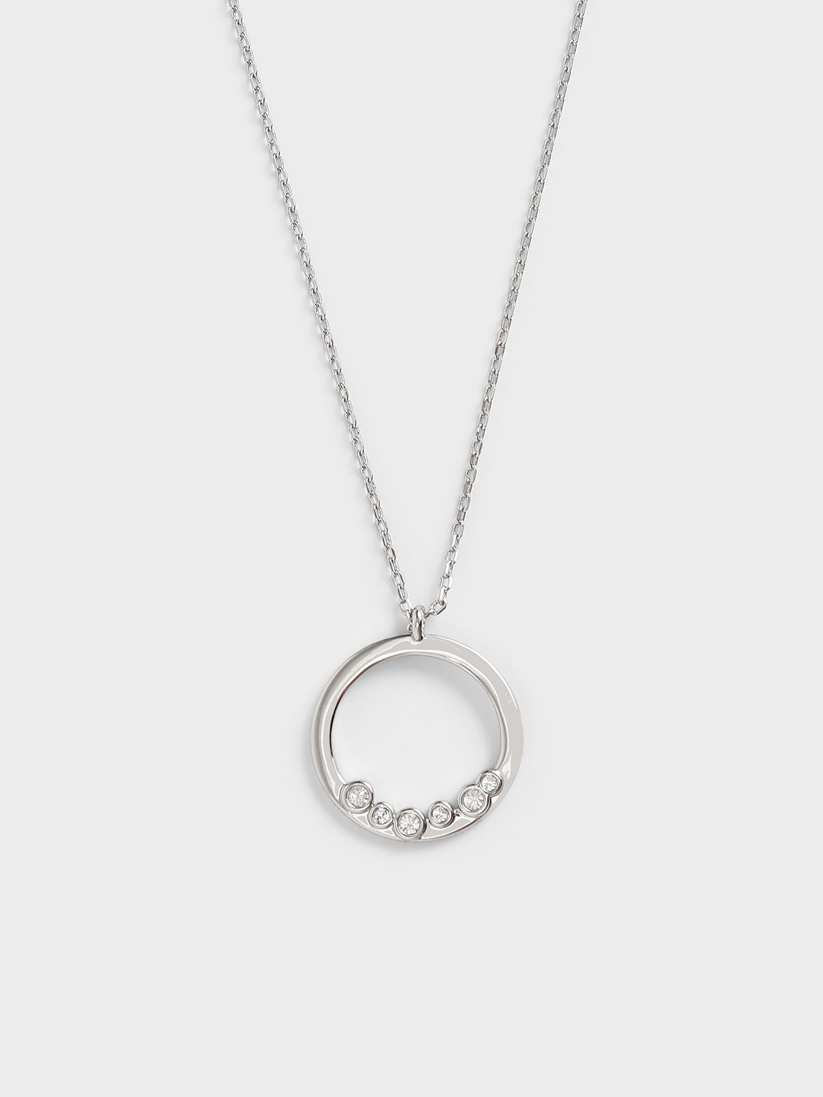 Silver Swarovski® Crystal Studded Pendant Necklace - CHARLES & KEITH US