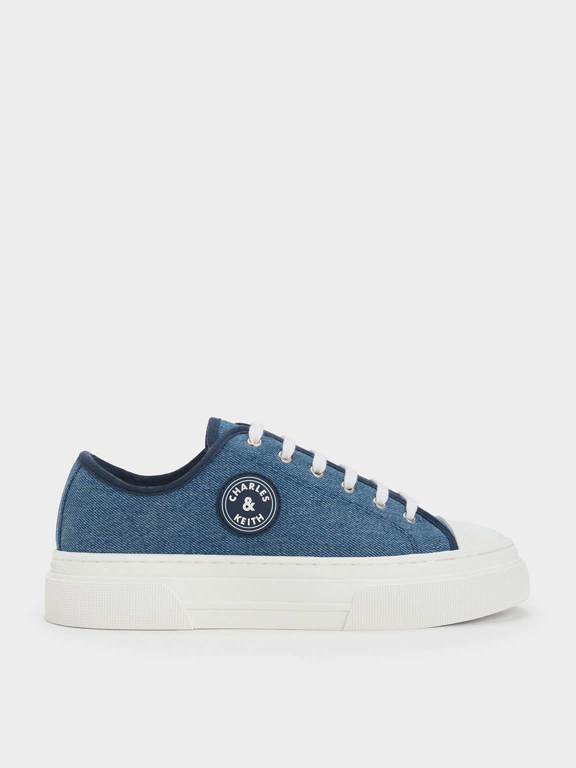 Charles & Keith Kay Denim Low-top Trainers In Blue