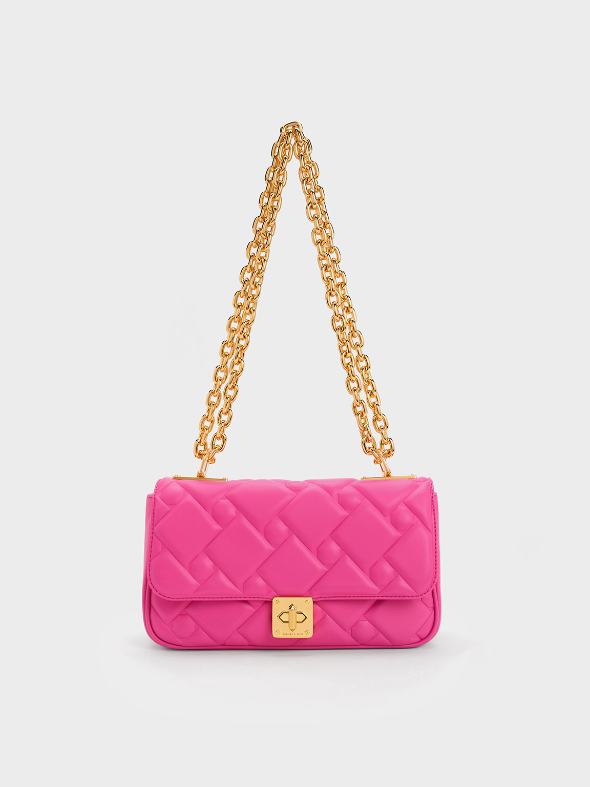 Charles Keith Tillie Quilted Chain Bag In Fuchsia ModeSens