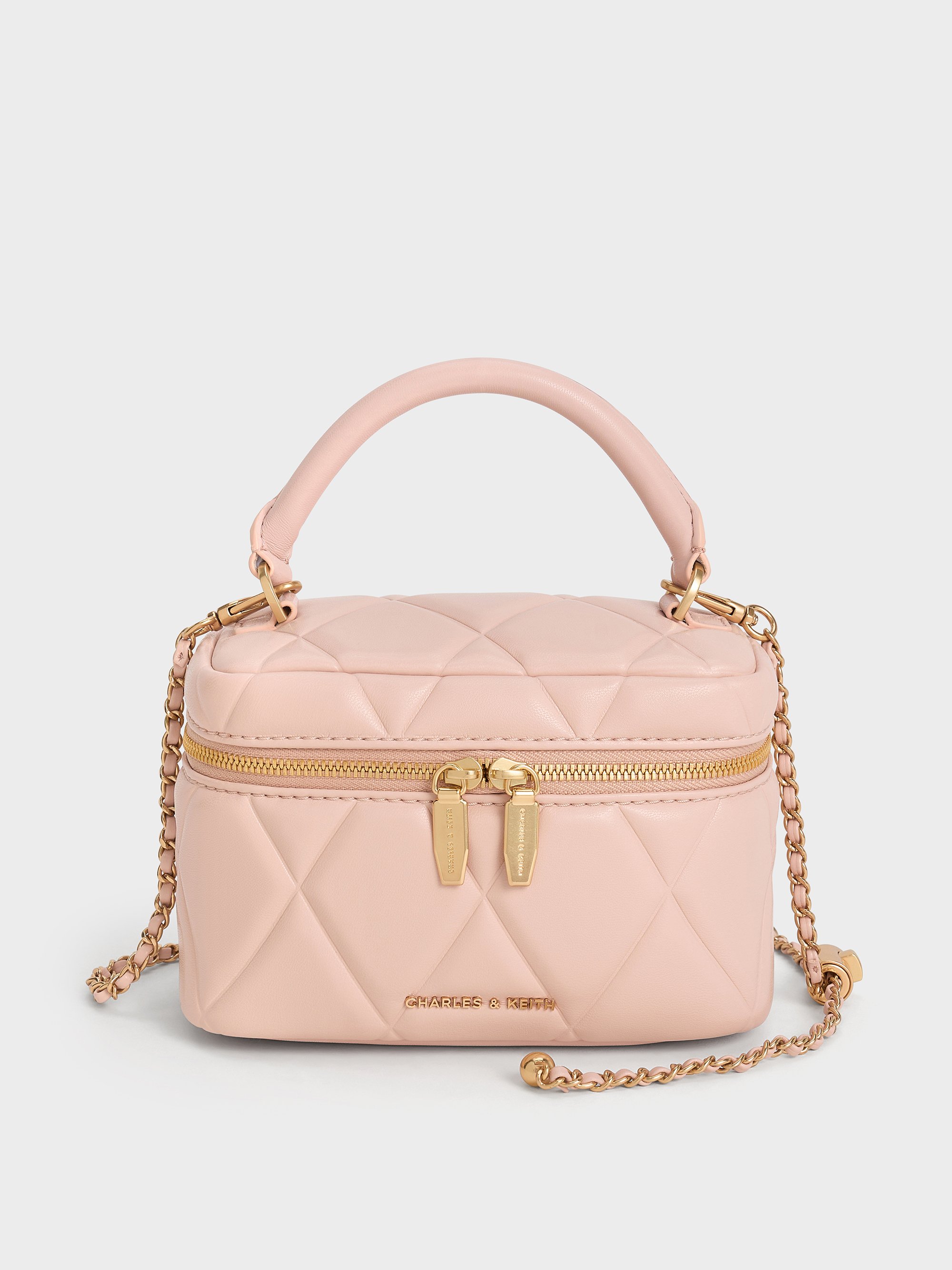 Light Pink Arwen Quilted Top Handle Vanity Bag - CHARLES & KEITH MX