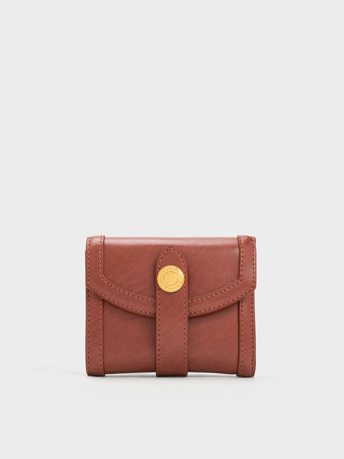 Charles & Keith Este Belted Small Wallet In Burgundy