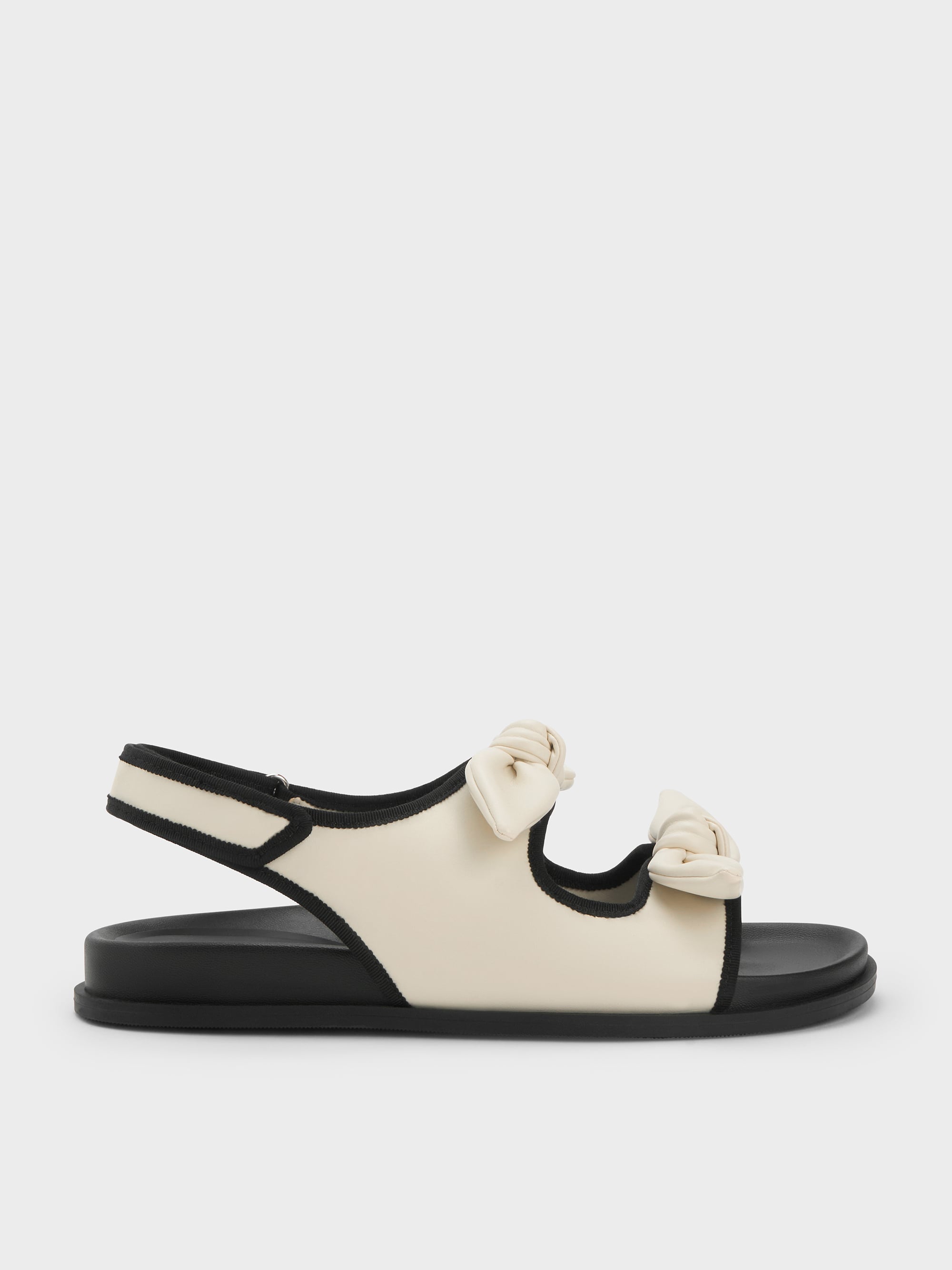 Charles & Keith - Contrast-Trim Knot-Bow Slingback Sandals