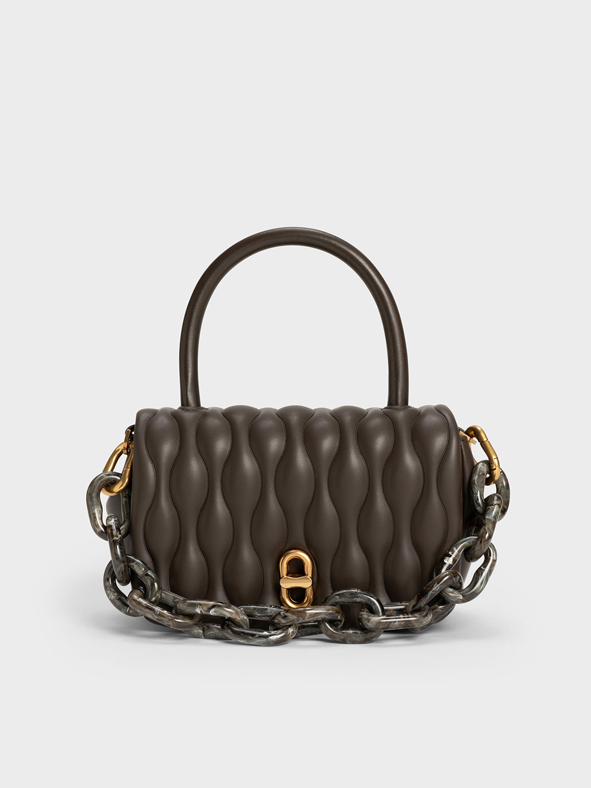 Dark Moss Ridley Chain-Link Boxy Bag | CHARLES & KEITH