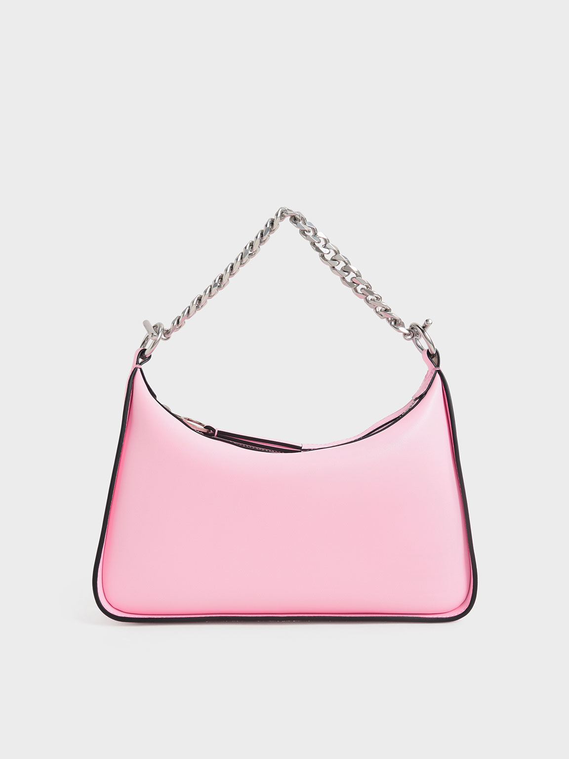 Pink Minta Chain-Link Hobo Bag - CHARLES & KEITH US