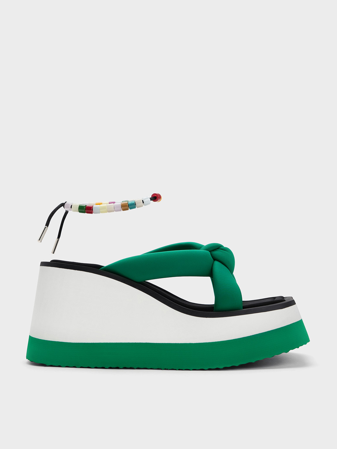Charles & Keith Tana Knotted Crossover Wedges In Green